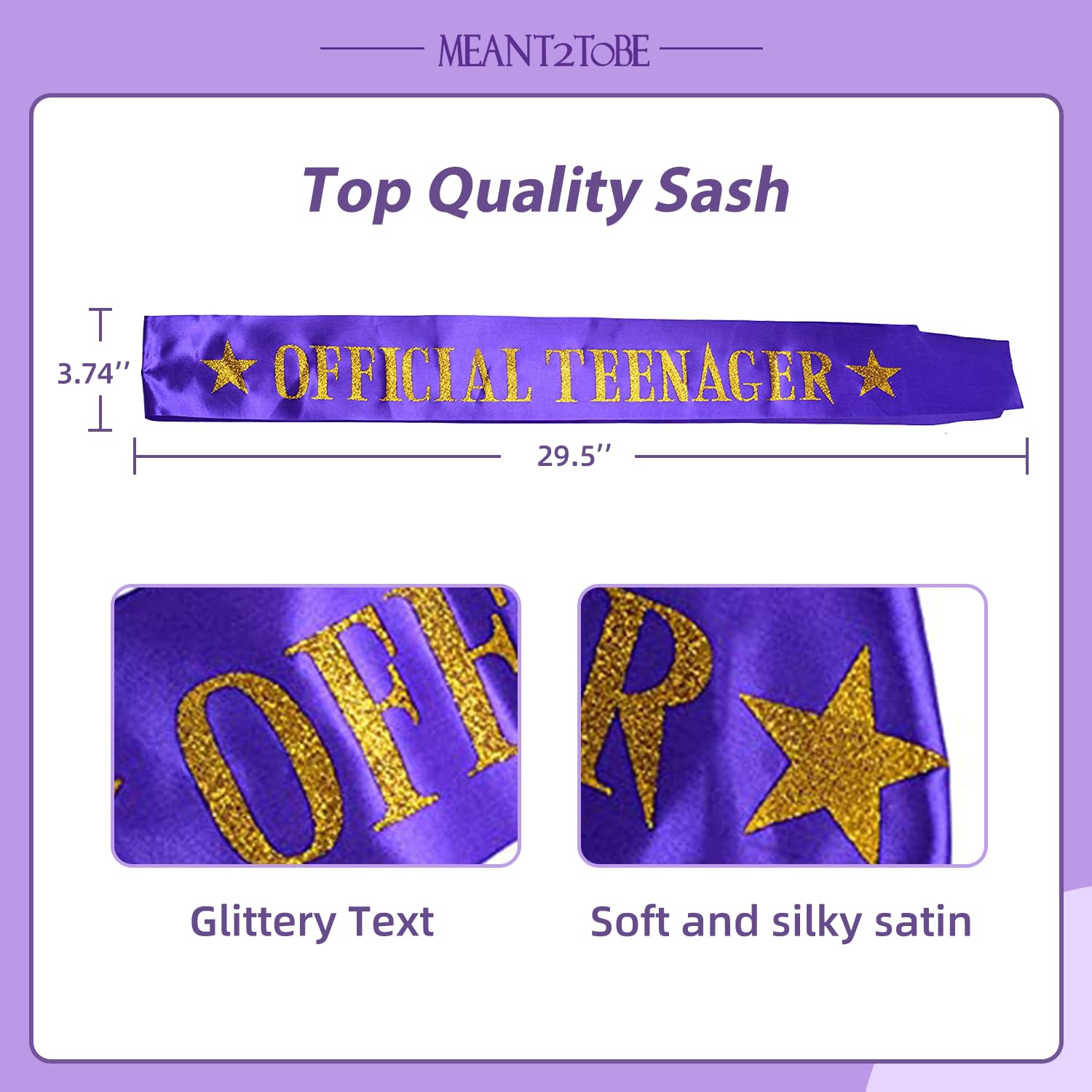 13th Birthday Sash and Tiara for Girls - Fabulous Set: Glitter Sash + Stars Rhinestone Rose Gold Premium Metal Tiara, 13th Birthday Gifts for Teenegers Party 3