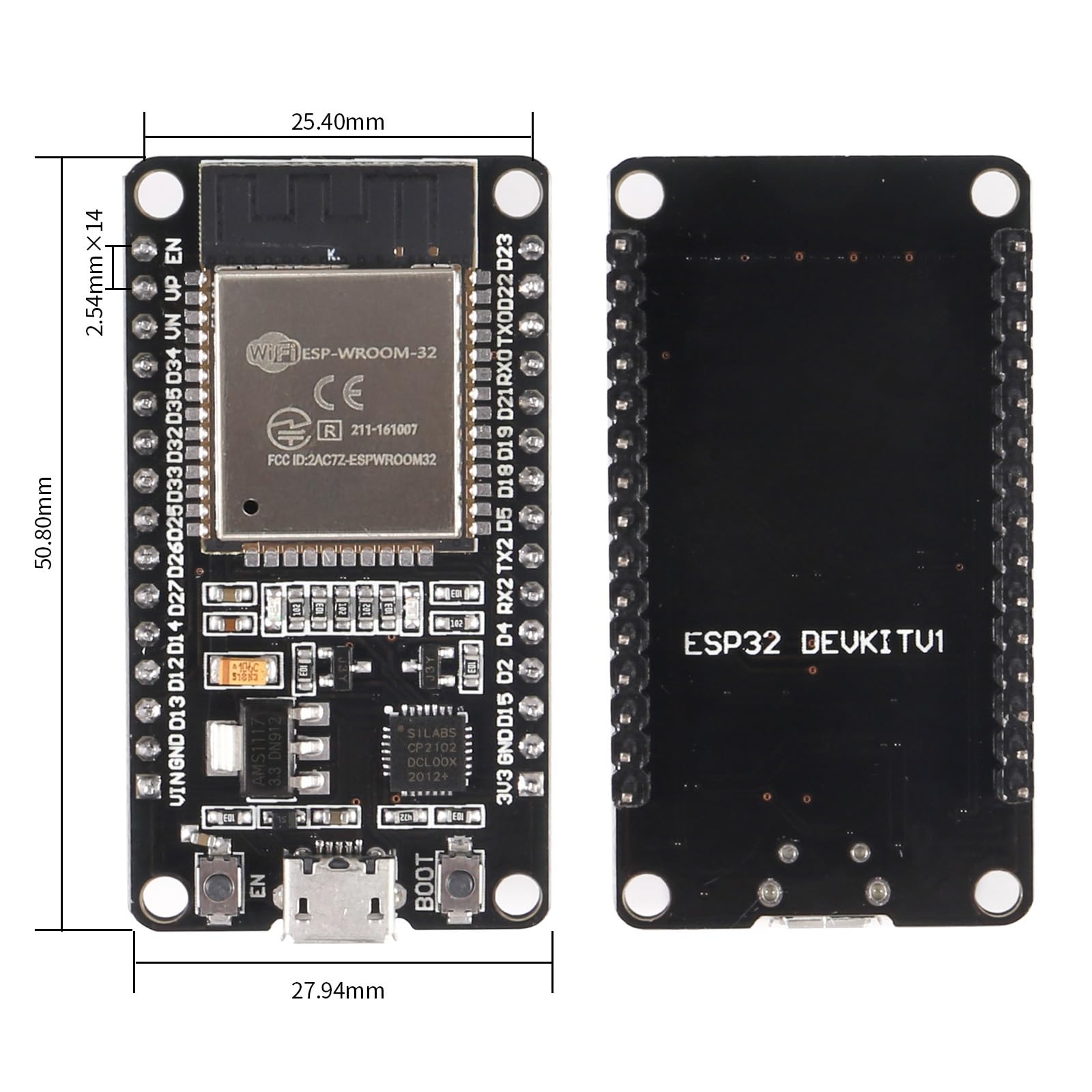 Aokin ESP32 ESP-WROOM-32 Development Board 2.4 GHz WiFi and Bluetooth Dual Cores Microcontroller ESP-WROOM-32 Chip for Arduino NodeMCU, 3 Pcs 2
