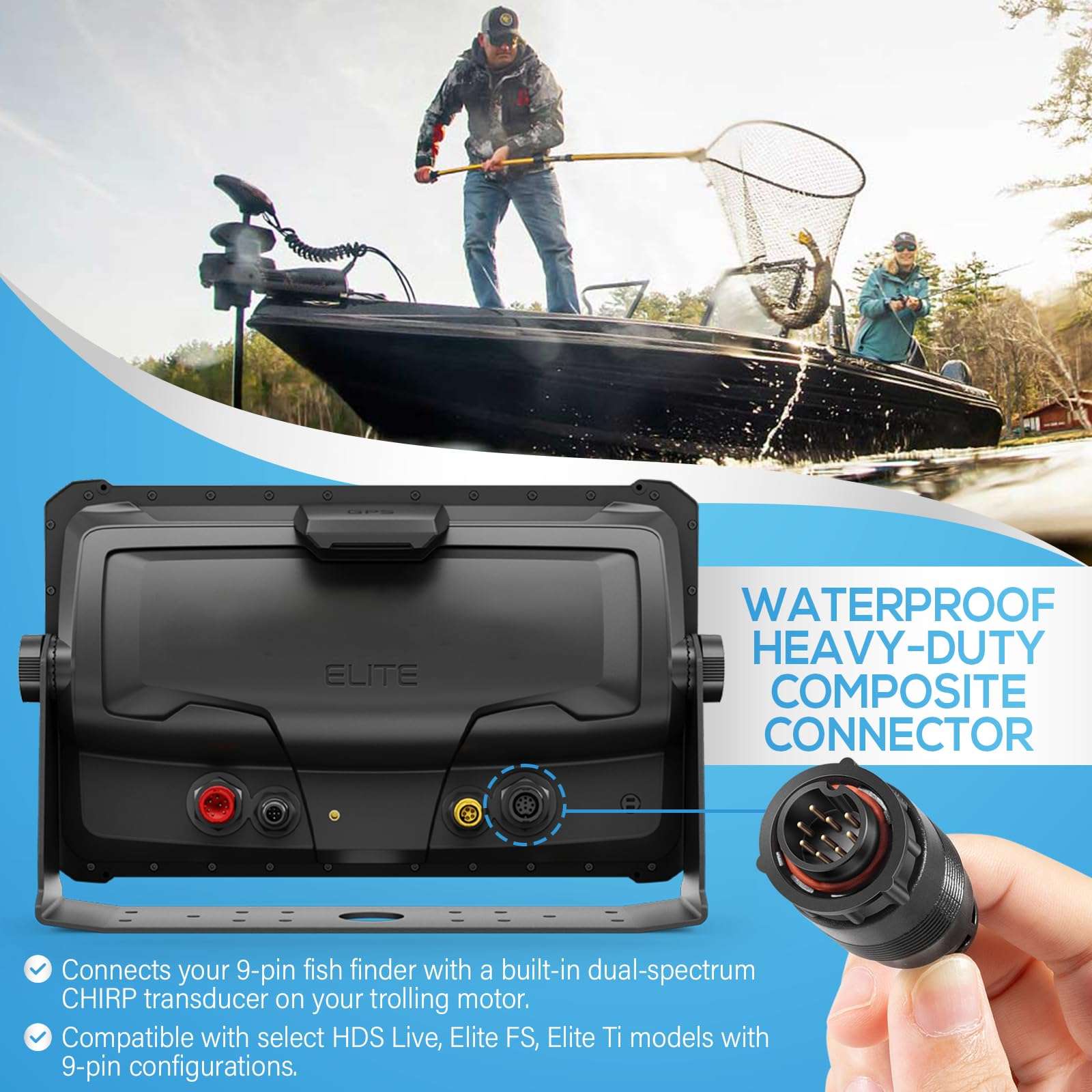 Replacement for Minn Kota 1852079 DSC Adapter Cable MKR-DSC-16 for Lowrance 9-Pin Fish Finders IP68 Waterproof 4