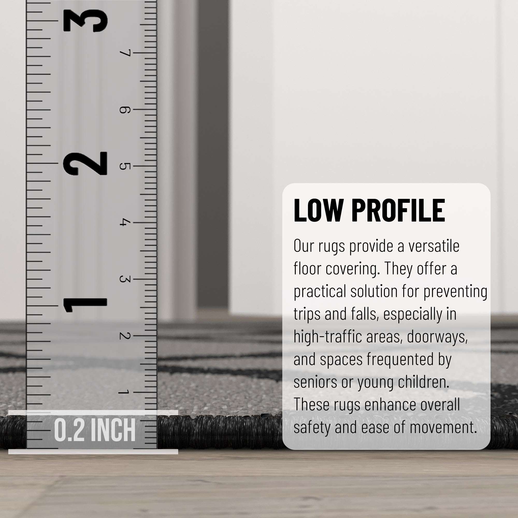 Ottomanson 3'3" x 5' Rugs for Living Room Trellis Area Rug for Bedroom - Non Slip Durable Large Floor Carpet for High Traffic Areas - Indoor Rug for Dining Room Kitchen Kids Playroom, Dark Gray 4