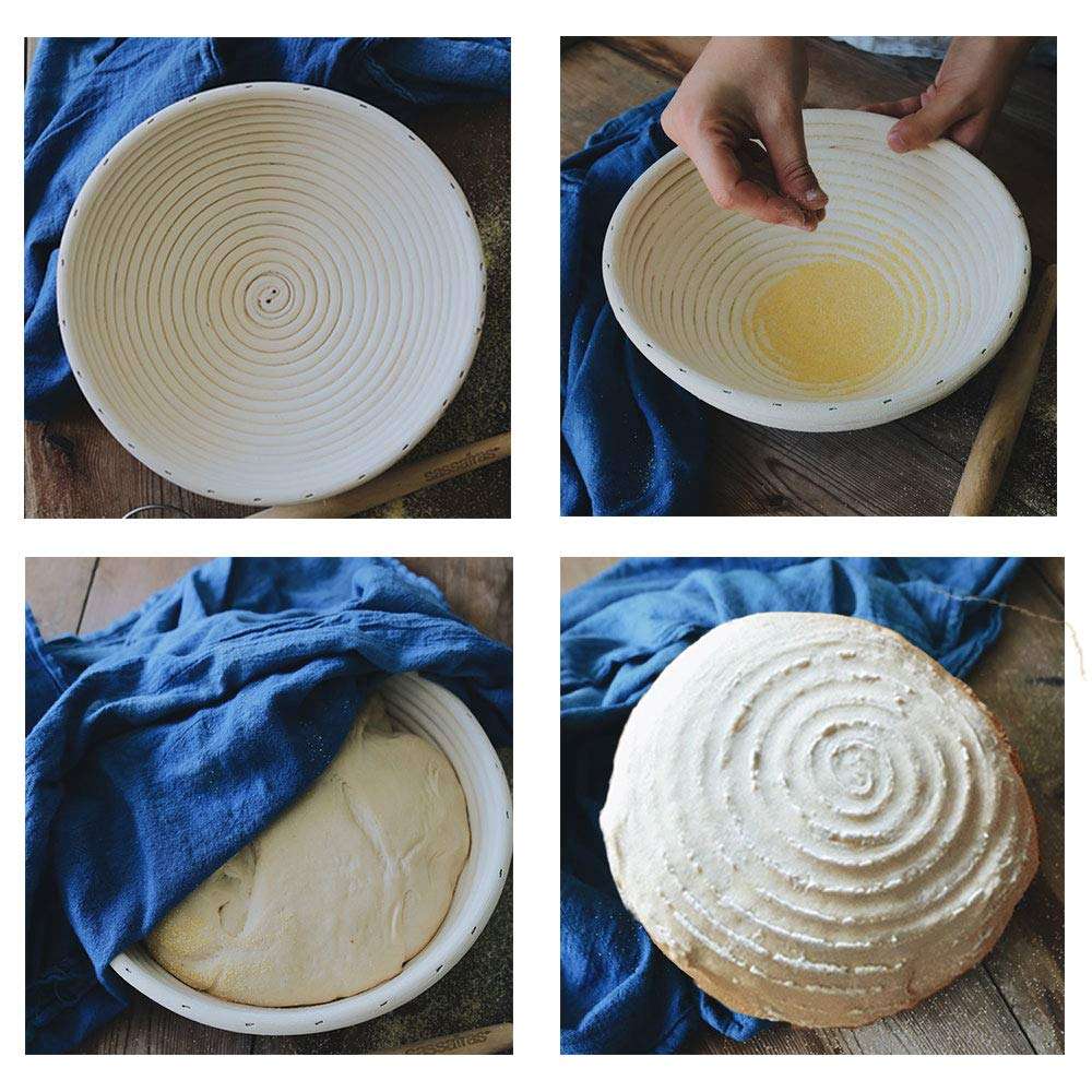 Banneton Bread Proofing Basket With Baking Tools, Round 9" Sourdough Bread Proofing Kit With Handmade Rattan Basket for Bread Baking, 7 pack Bread Making Tools Supplies Set for Home Bakers Starter 3