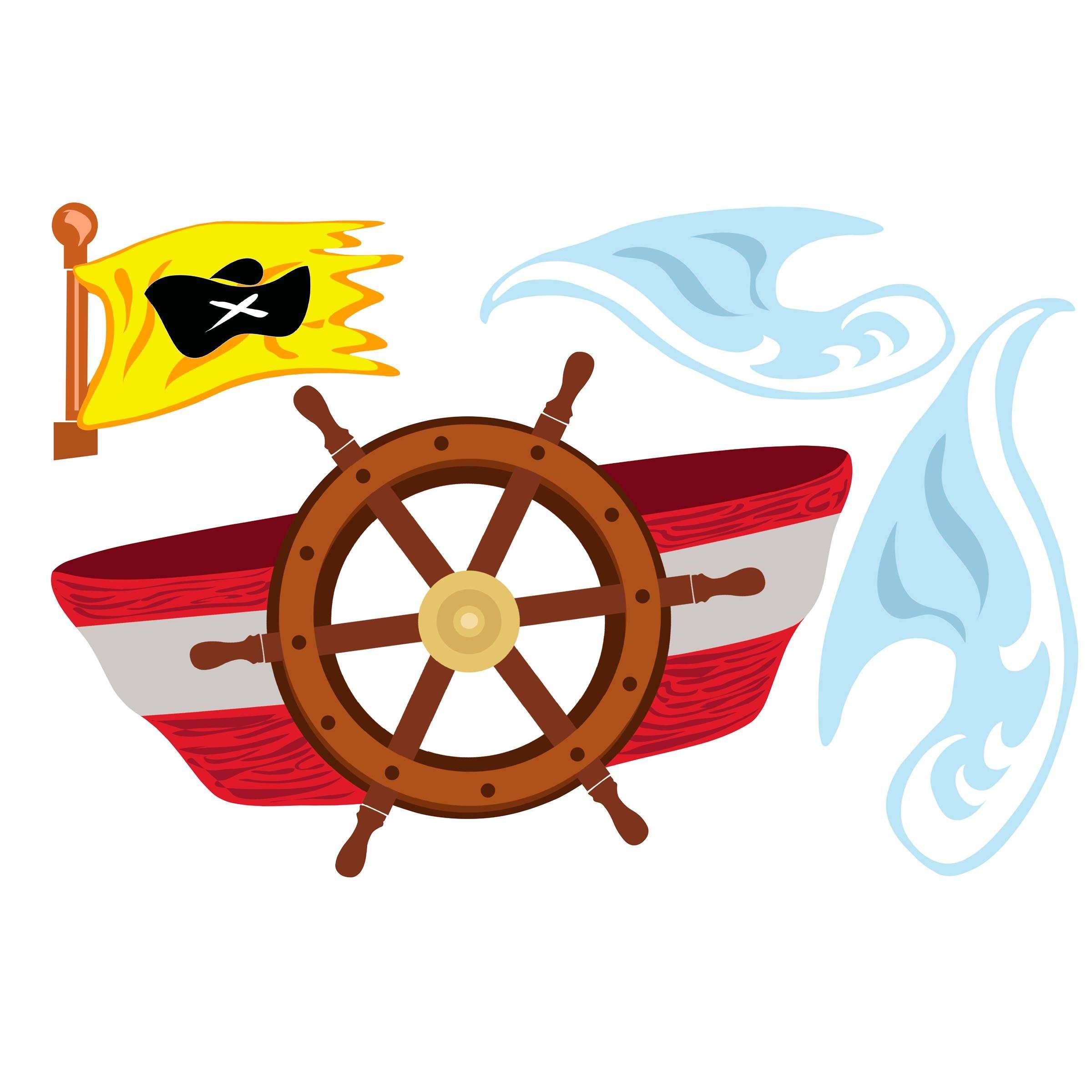 Wallies Wall Decals, Pirate Ship Headboard Wall Mural, 50-inch x 48-inch 1