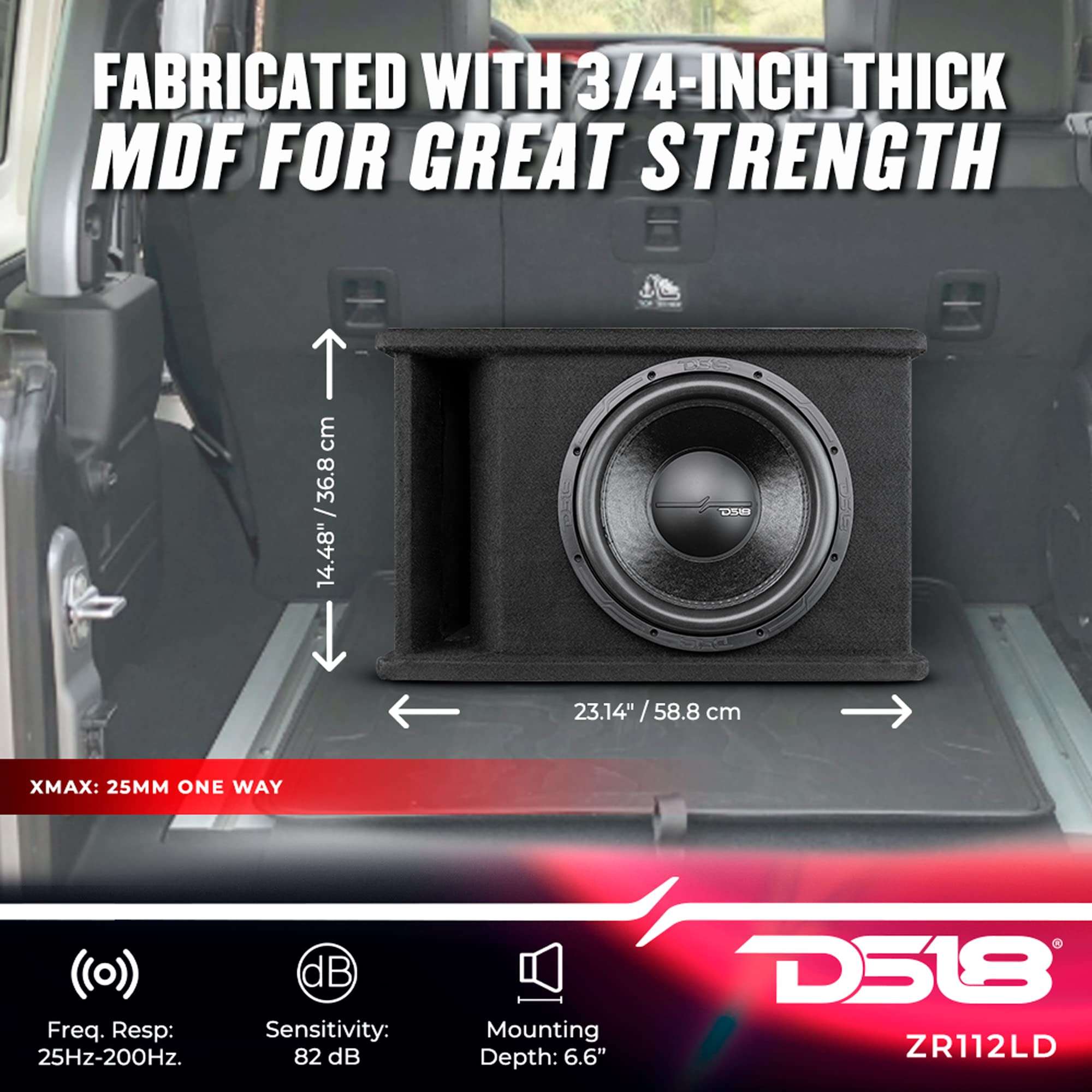 DS18 ZR112LD 12" Single Subwoofer Loaded Enclosure Best Sub Bass Package in a Ported Box 1600 Watts 5