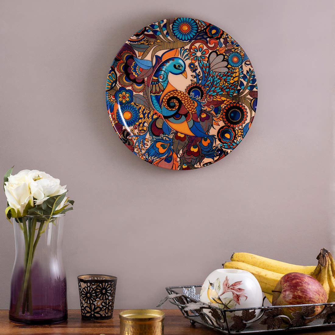 KOLOROBIA Decorative Wall Plate|Stand & Metal Hook| Peacock Admiration |Hanging Wall Plate| 7inch |Gift Box Packaging |Ceramic Wall Plate for Wall Décor I Home Décor I Living Room I Office 4