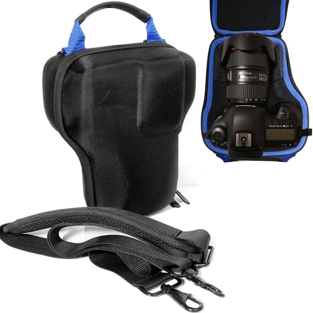 Alltravel DSLR Case for Canon EOS Rebel T7, T7i, T6, T8i, SL3, 2000D, 4000D, 90D, M50 Mark II, 5D, 6D; Nikon D5600, D3500, D7500; Panasonic Lumix FZ300, FZ1000 (Black) 1