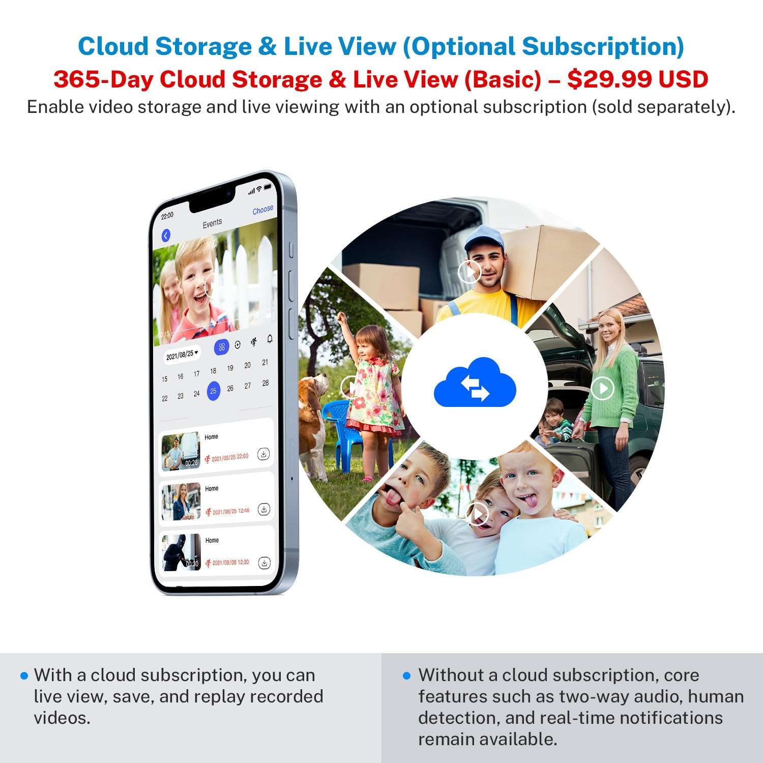 SearByte Wireless Video Doorbell Camera, 2.4G WiFi Only, AI Human Detection, Indoor/Outdoor Surveillance Cam for Home Security, 2-Way Talk, Night Vision, Cloud Storage (Sold Separately) 5