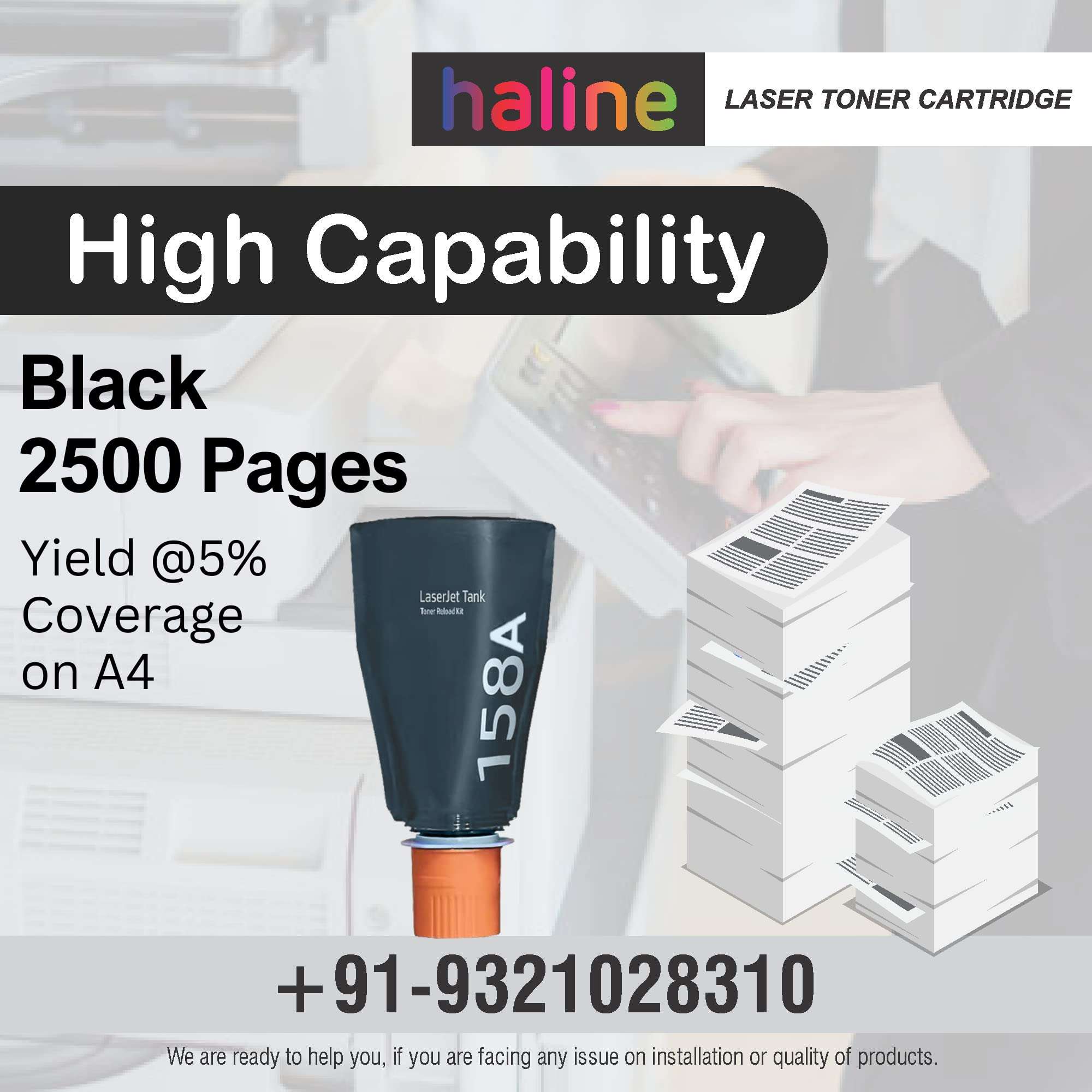 Haline 158A (W1580A) Black Toner Reload Kit Compatible for HP Laserjet Tank MFP 1005w,1020w, 1602w, 1604w, 2506, 2602sdn, 2603sdw, 2604sdn, 2605dsw, 2606dc, 2606sdn, 2606sdw Printer 158A (Pack of 2) 4