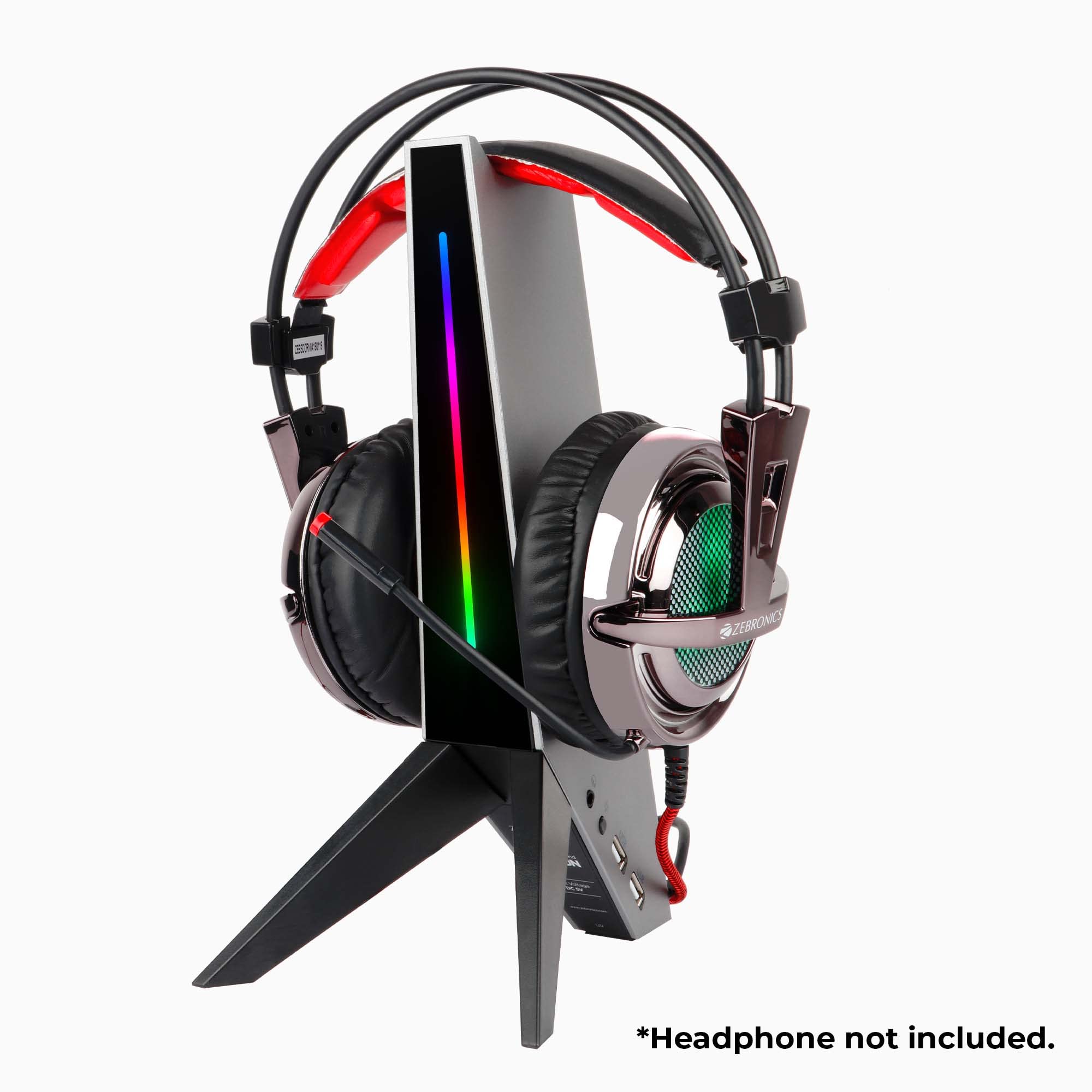 ZEBRONICS Zeb-Demon Tabletop Over Ear Gaming Wired Headphone Stand with RGB Led, Dual USB Ports, 3.5Mm Jack, Abs Material, 1.5 Meter USB Cable & Zeb-Blaze XL RGB Gaming Mouse Pad 4