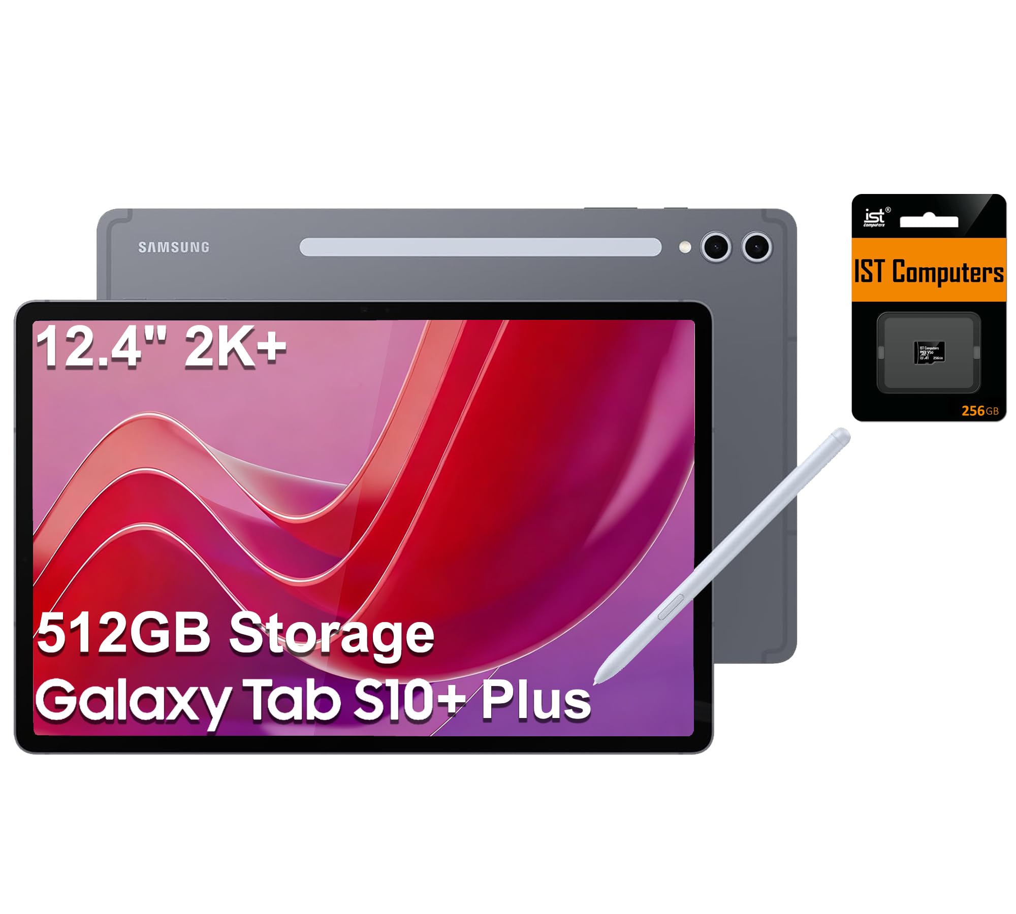 Samsung Galaxy Tab S10+ Plus, 12.4" AMOLED 2X 120Hz, 512GB Storage (256GB+256GB SD Card), Lightweight Android Tablet, Galaxy S Pen, AI Tools, 2K+ Touchscreen, 12GB RAM, 16-Hr Battery Life, SM-X820 1