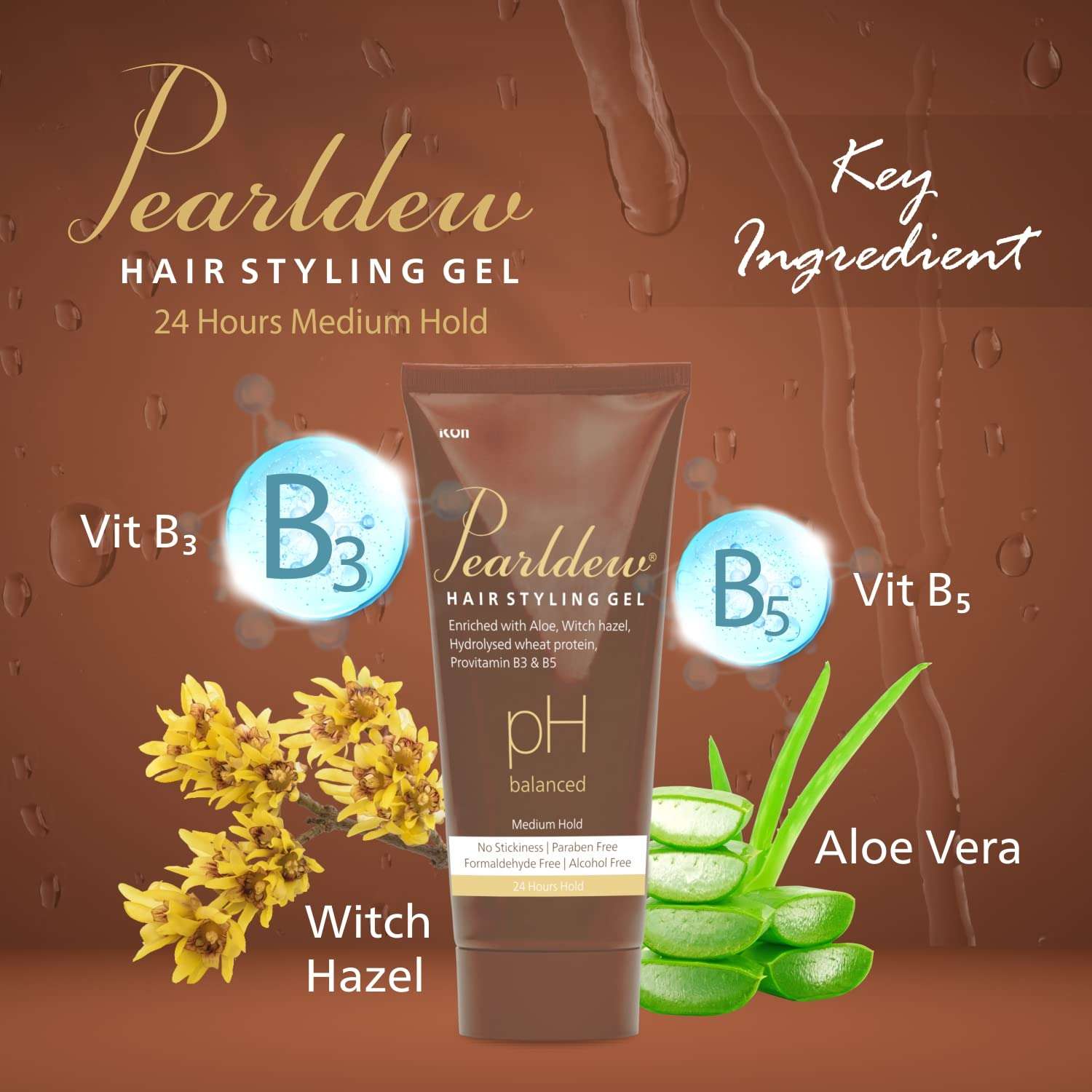 Pearldew Hair Styling Gel 100 ml | With Aloe Vera, Witch Hazel Extract, Hydrolyzed Keratin & Pro Vitamin B3 & B5|pH Balanced | Paraben Free (Pack of 1) 5