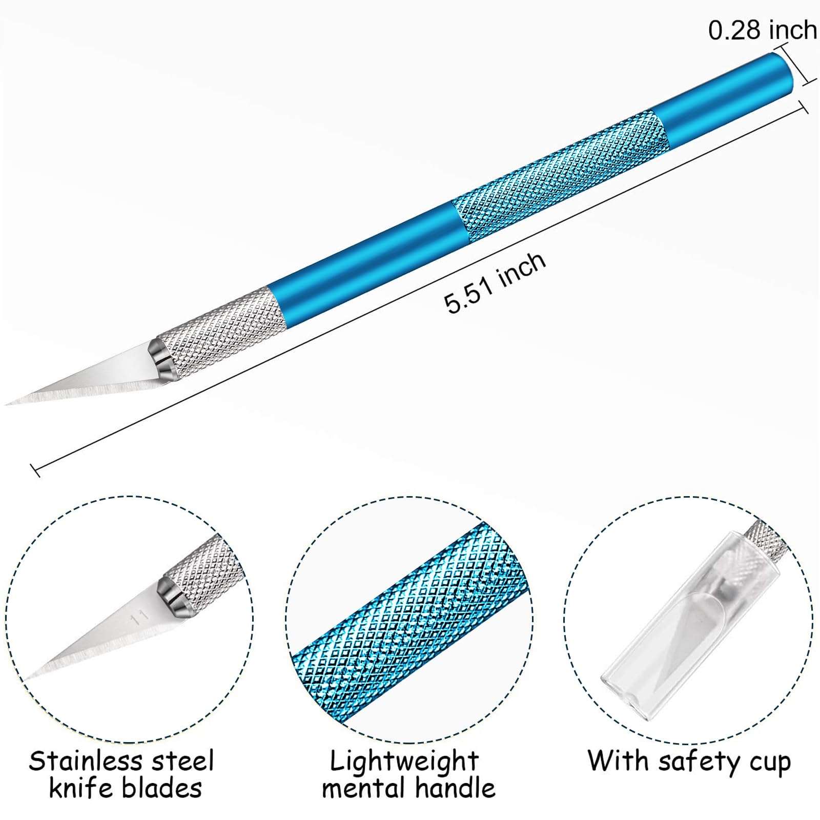 15 Packs Hobby Precision Knife Set, Stainless Steel Precision Cutter Refill Craft Knife for Phone Repair, Art, Hobby, Scrapbooking, Stencil(Blue) 3