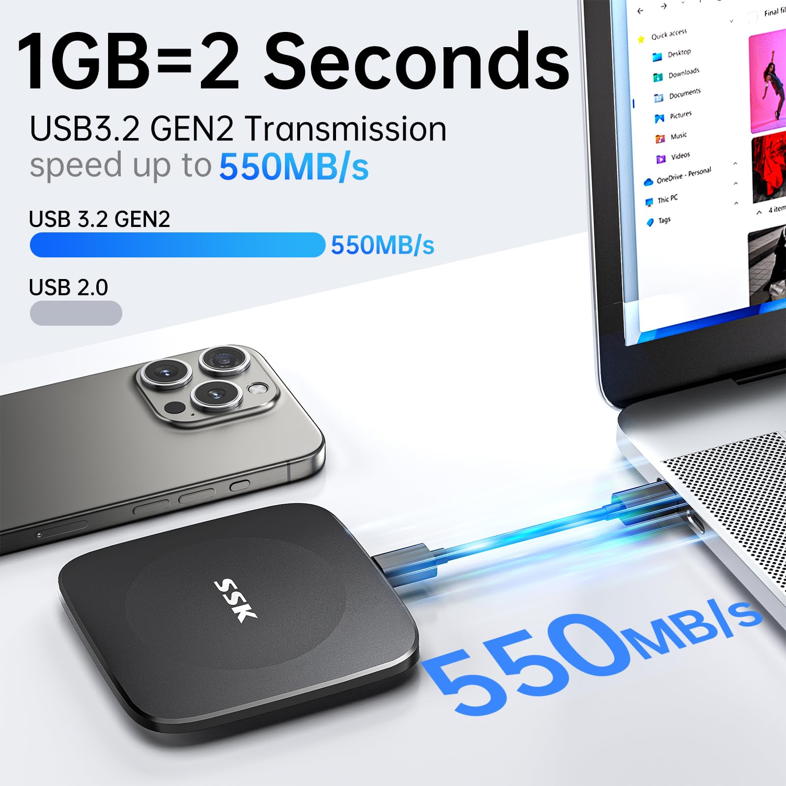 SSK USB Flash Drive and External SSD Bundle 3