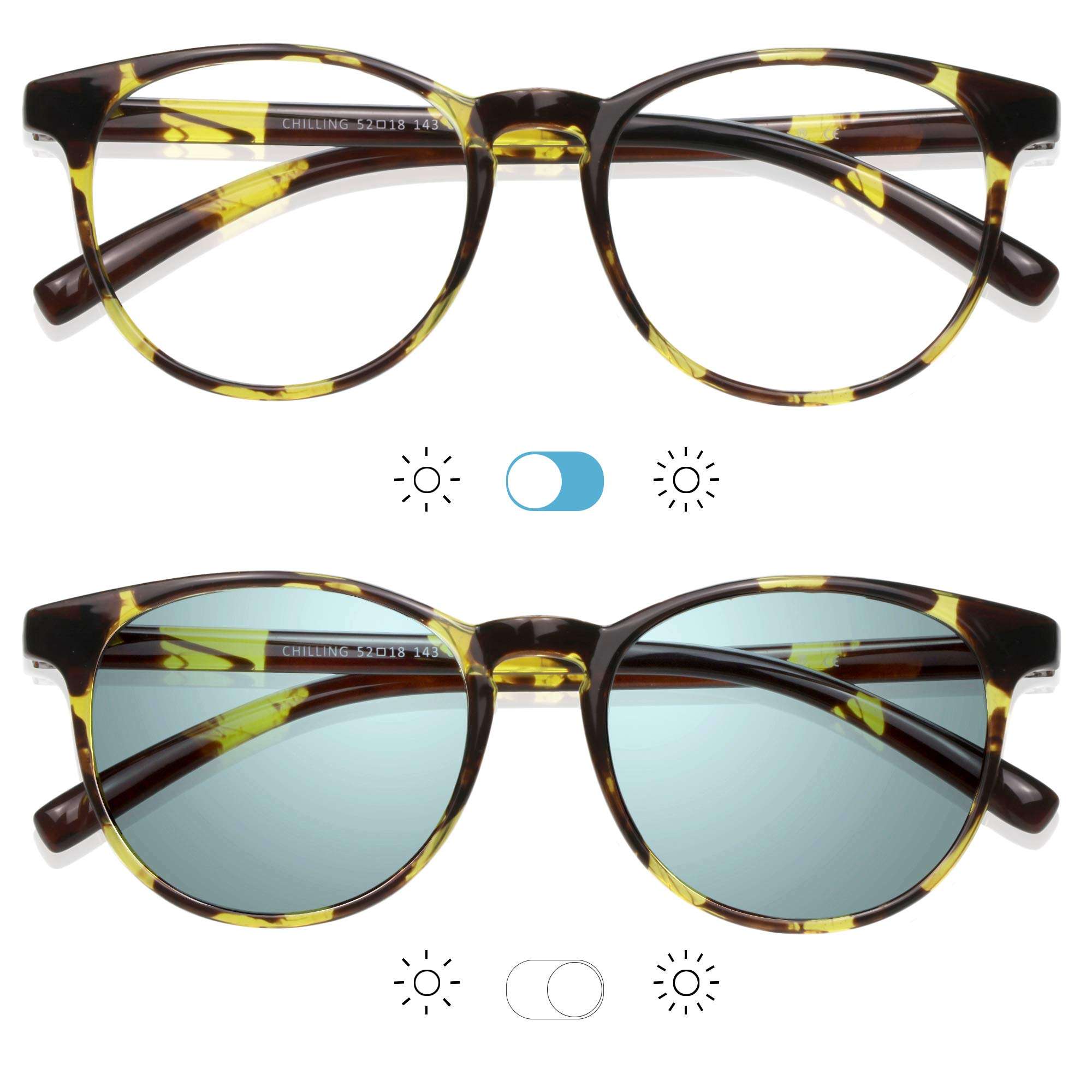 YEIN Blue Light Blocking Glasses, Spring Hinge Photochromic Gray Sunglasses, Anti Eyestrain, Computer Reading Glasses, Gaming Glasses, TV Glasses for Women Men, Anti Glare 4