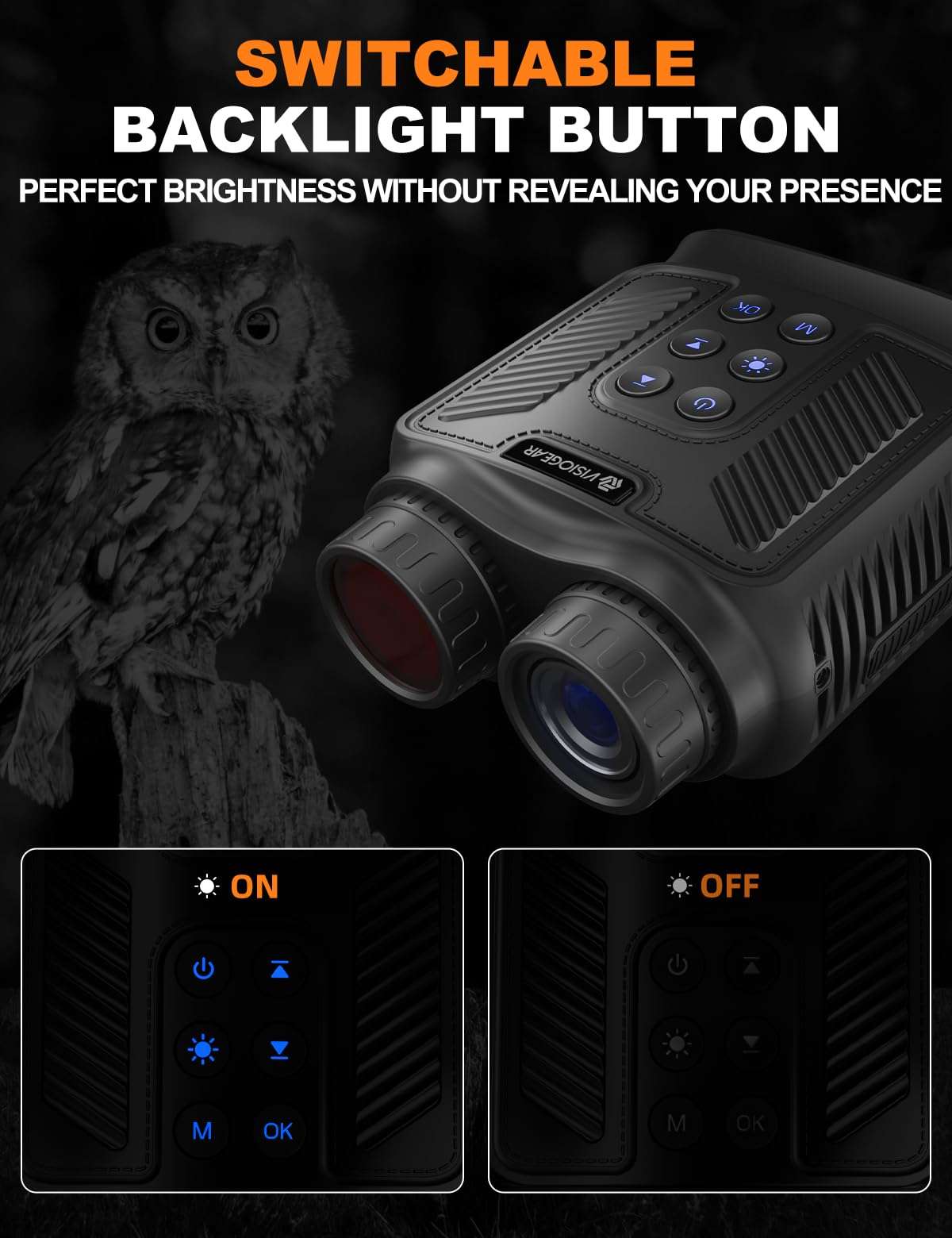 VISIOGEAR Night Vision Goggles - NOVA 4K Night Vision Binoculars for Adults, 3“ HD Screen Binoculars with 7 Levels Infrared 32GB Card Included Perfect for Camping & Security, Black 6