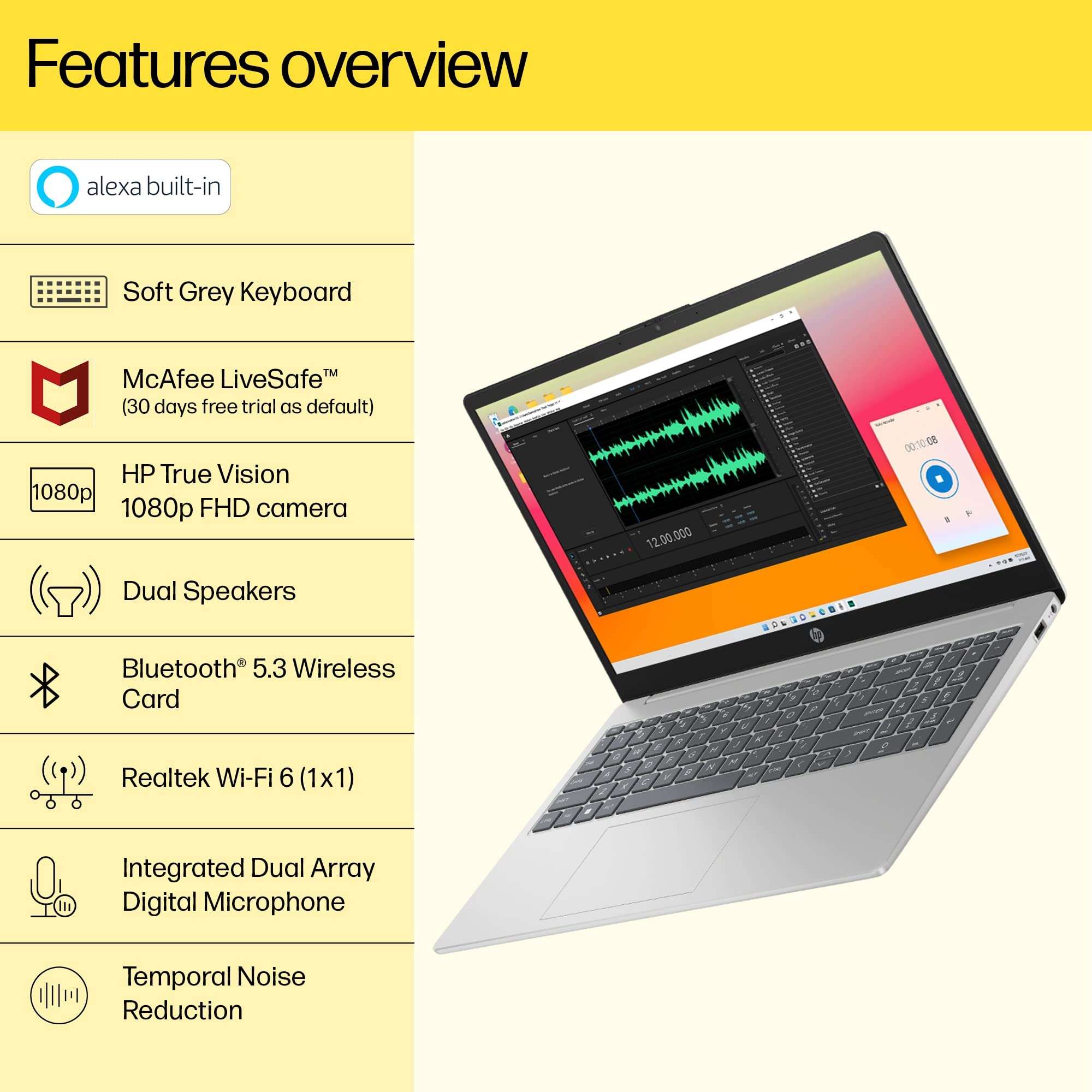 HP Laptop 15, 13th Gen Intel Core i3-1315U, 15.6-inch (39.6 cm), FHD, 8GB DDR4, 512GB SSD, Thin & Light, Intel Iris Xᵉ Graphics, Dual Speakers (Win 11, MSO 2021, Silver, 1.59 kg), fd0006TU 5