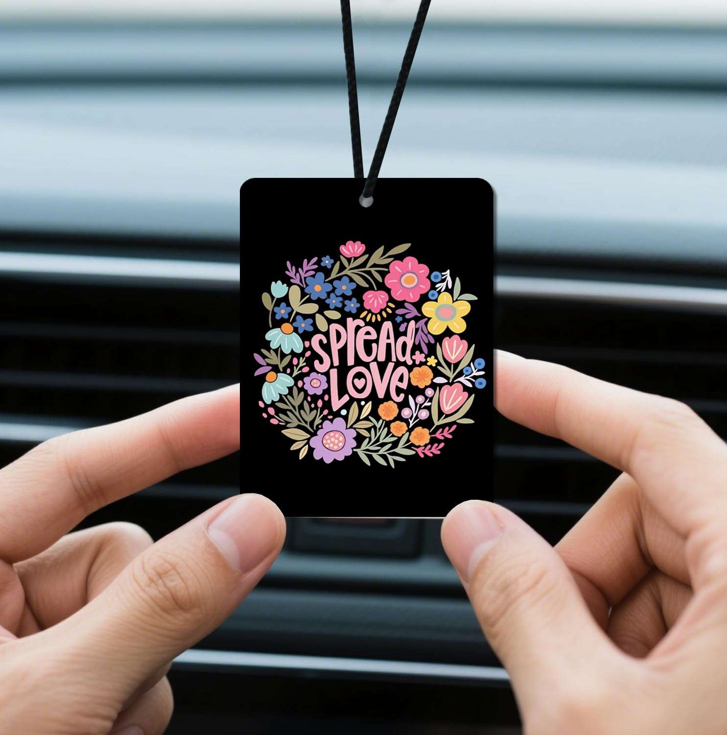 Nihilform Boho Floral Cologne Car Air Fresheners Natural Non Toxic Air Freshener 4-Pack 'Spread Love' Flower & Butterfly Designs, Ideal Decor & Gift for Hippie - Chic Lovers, for Car, Closet & Home 4