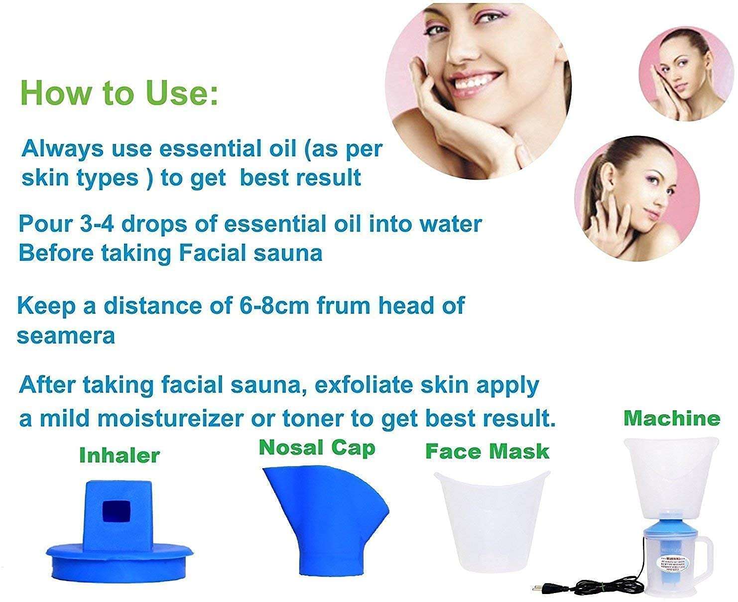 DEETTO 3 in 1 Steam Vaporizer for Cough and Cold Steamer Vaporiser and Steam Inhaler Vaporizer (Multi-colour) 3