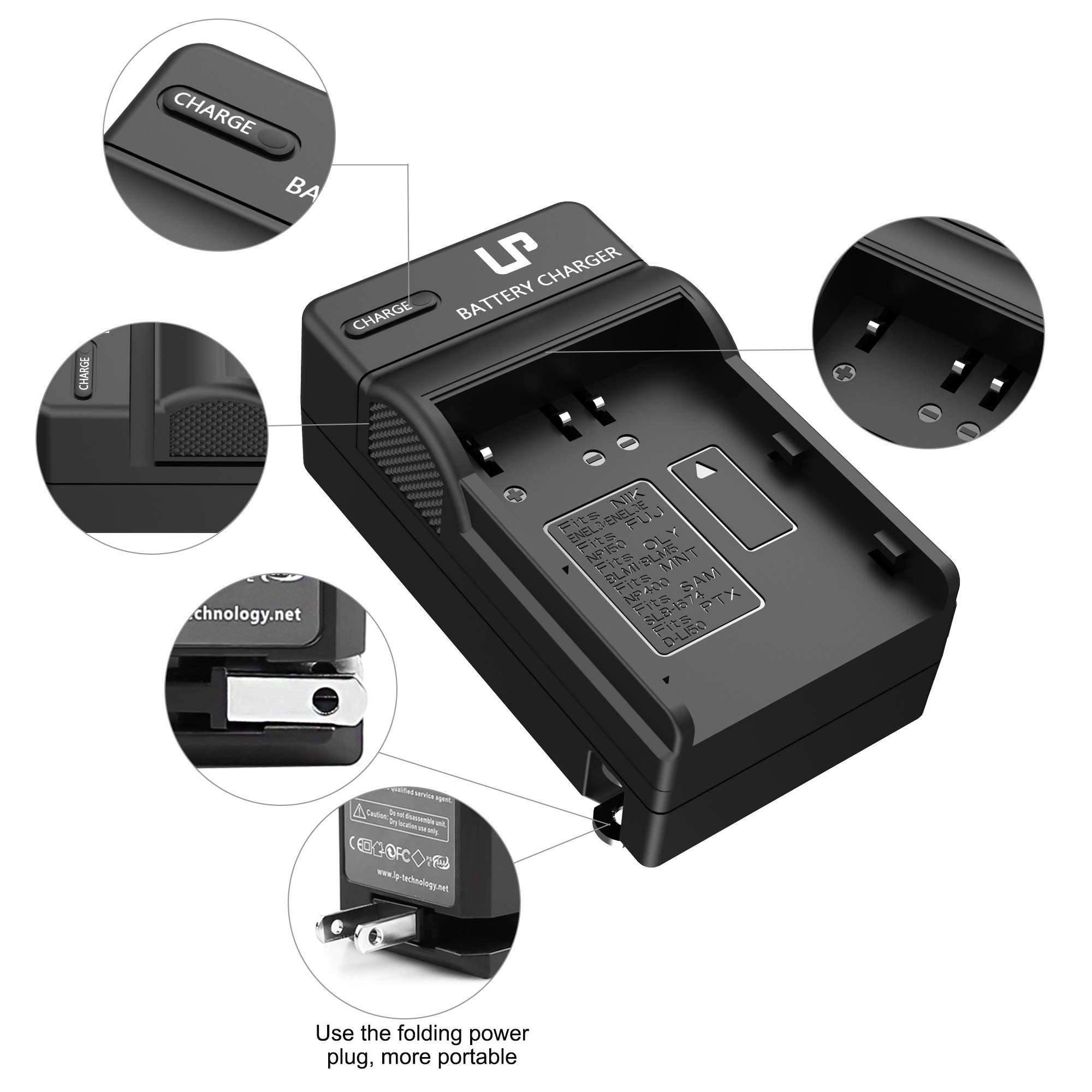 EN-EL3e LP Battery Charger for Nikon EN-EL3e, EL3, EL3a, Compatible with Nikon D50, D70, D70s, D80, D90, D100, D200, D300, D300s, D700 Digital SLR Cameras, Replacement for MH-18, MH-18a, MH-19 Charger 5