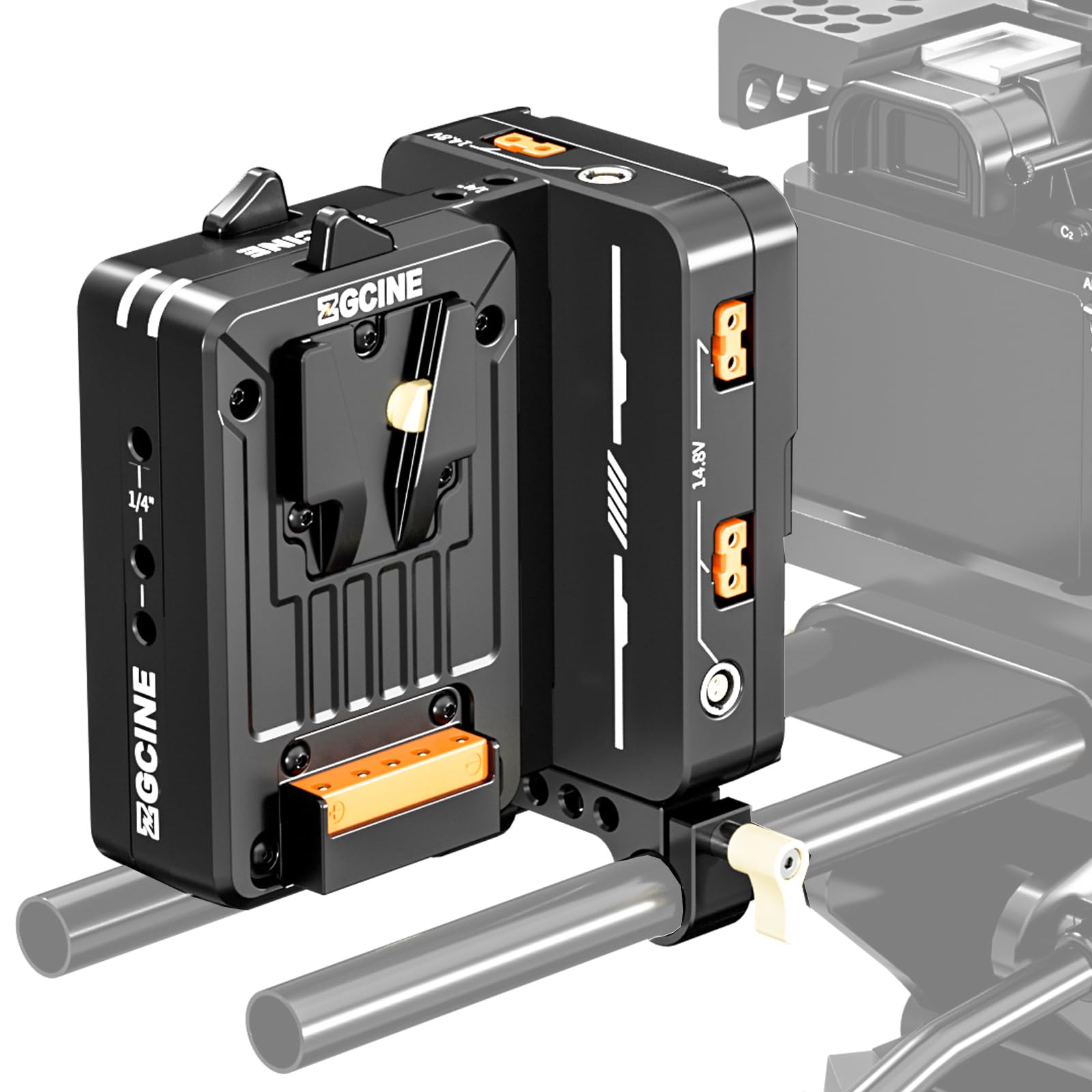 VM-HS2 Dual-Side V Mount Battery Plate,Hot-Swap V Lock Power Supply Splitter Support USB-C PD,2 BP Ports,4 D-TAP Ports,2 LEMO Ports Output for Camera/Camcorder/Gimbal/Filmmaker/Live/Studio