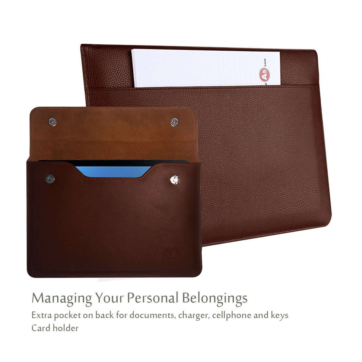 Fastway Wallet Sleeve Case for Notion Ink Cain 10 Tab with Document Pocket (Black) (Brown) 2