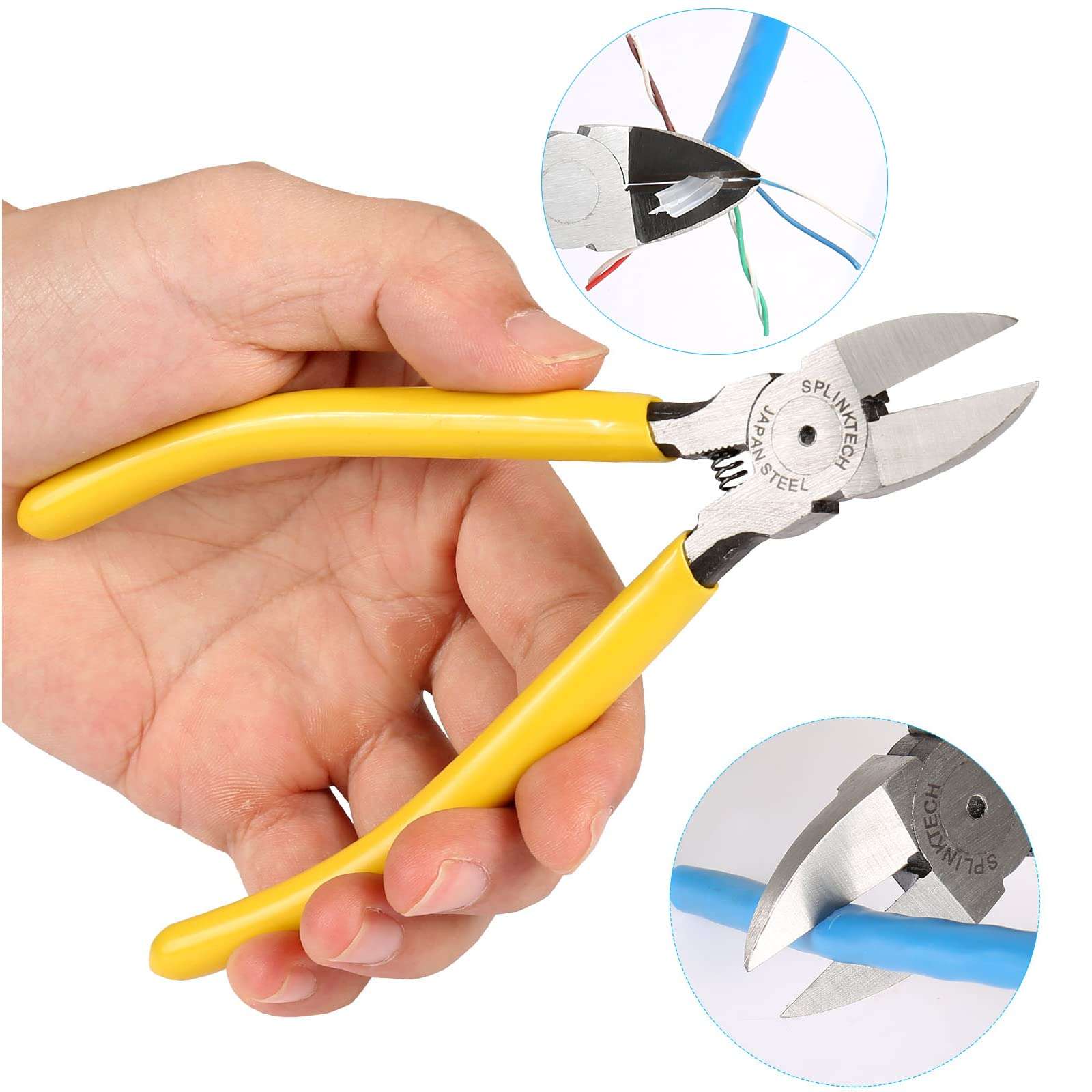 Solsop Network/Phone Cable Tester RJ45 Crimp Tool Pass Through Modular CAT6 Crimping Tool Kit, 50PCS CAT6 Pass Through Connectors, 50PCS RJ45 Boots, Mini Wire Stripper, Wire Cutter plier 6