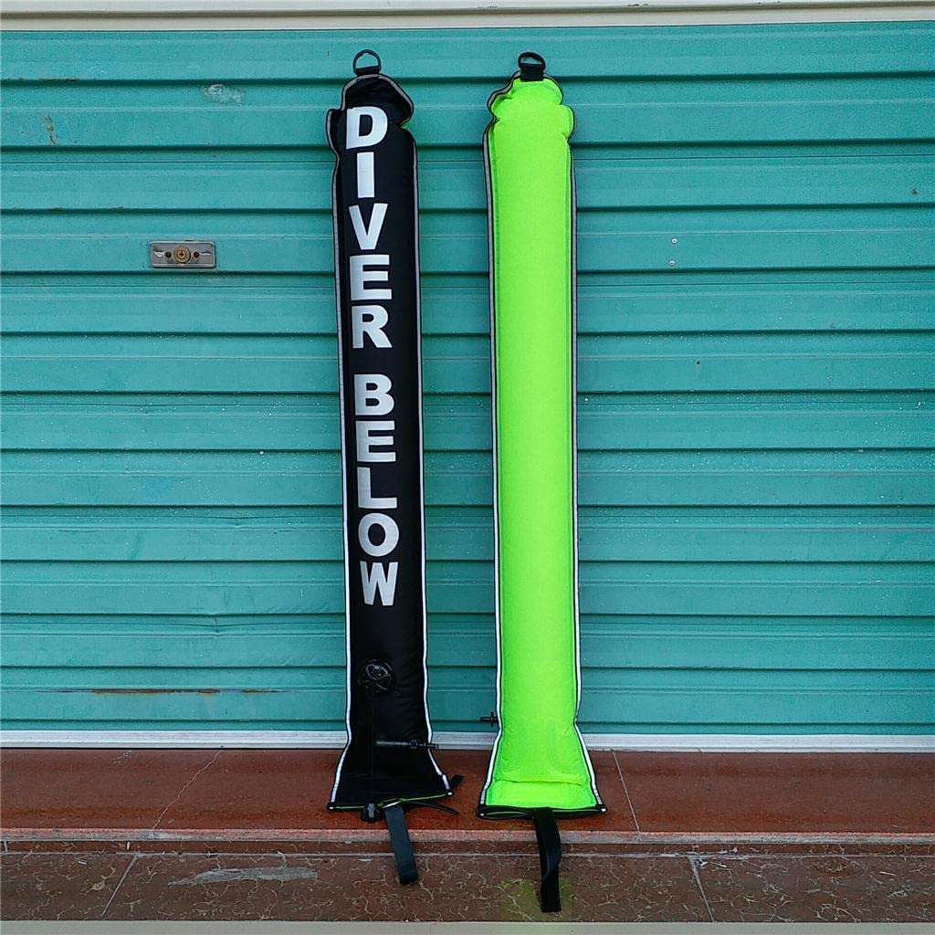 Kush High Visibility Scuba Diving Dive SMB Surface Marker Buoy Tube Black and Fluorescence Green 3