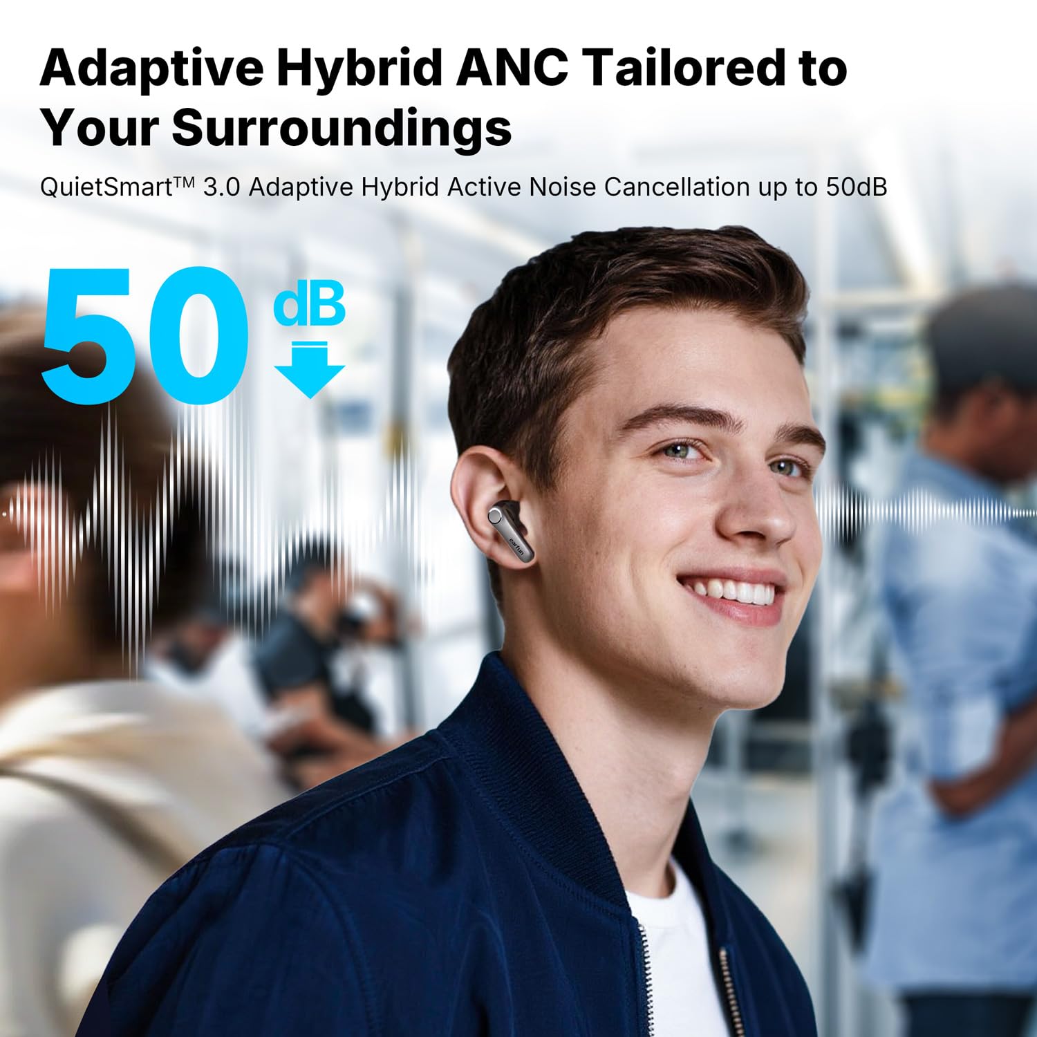 EarFun Air Pro 4+ Adaptive Noise Cancelling Wireless Earbuds, Qualcomm aptX Lossless, Snapdragon Sound, Dual Drivers Clip Open Ear Earbuds, Adaptive Comfort with Secure Fit 5