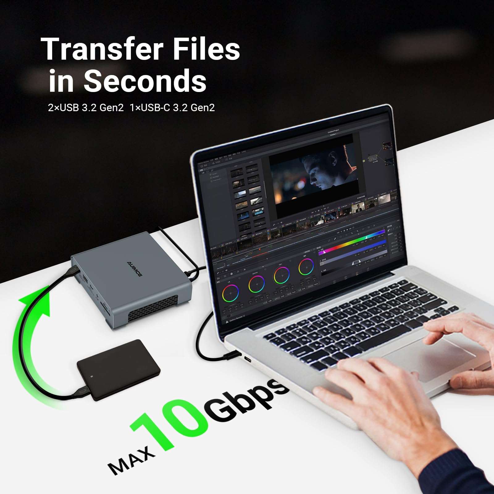 AUIMCE USB C Docking Station Dual Monitor 2 HDMI with Power Supply for Dell/HP/Lenovo/Surface Laptops,16 in 1 Laptop Docking Station with 4k/60Hz Displayport, Ethernet, SD/TF,8 USB C/A Ports 6