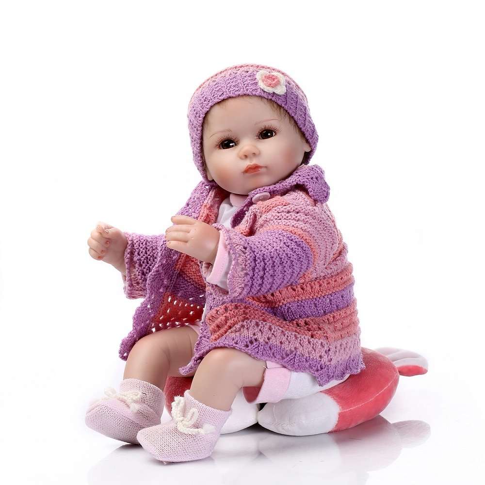 Reborn Baby Dolls RB082, 100% Handmade 15.7" 40cm Realistic Baby Dolls Full Vinyl Silicone Lifelike Newborn Doll Girls Kids Gifts/Toys, EN71 CERT 2