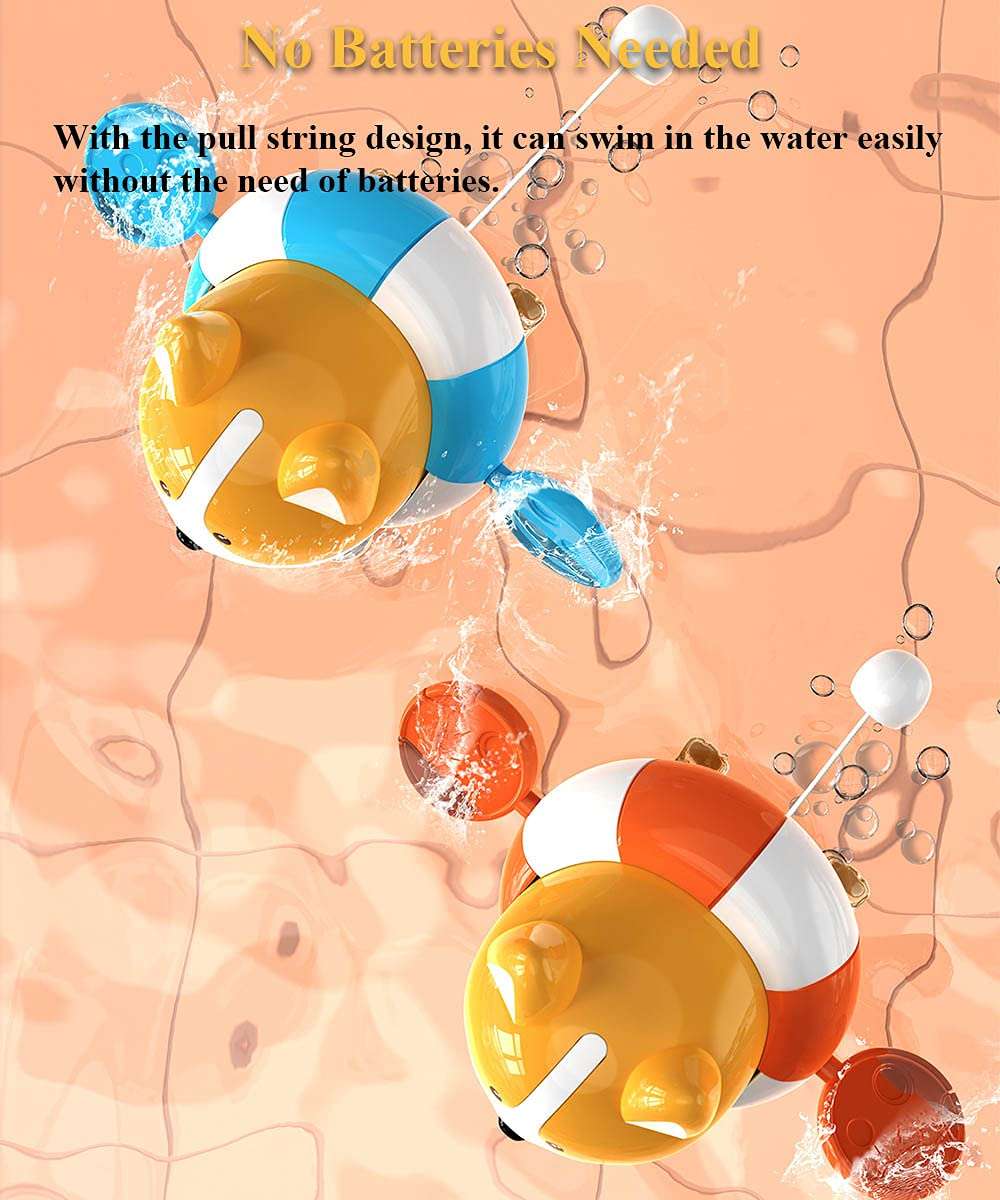 NEXTAKE Bath Toy Pull and Go Corgi Bathtub Toy Windup Swimming Corgi Po String Tub Toy Rowing Puppy Floating Water Toy for Boys and Girls 9 (Blue) 4