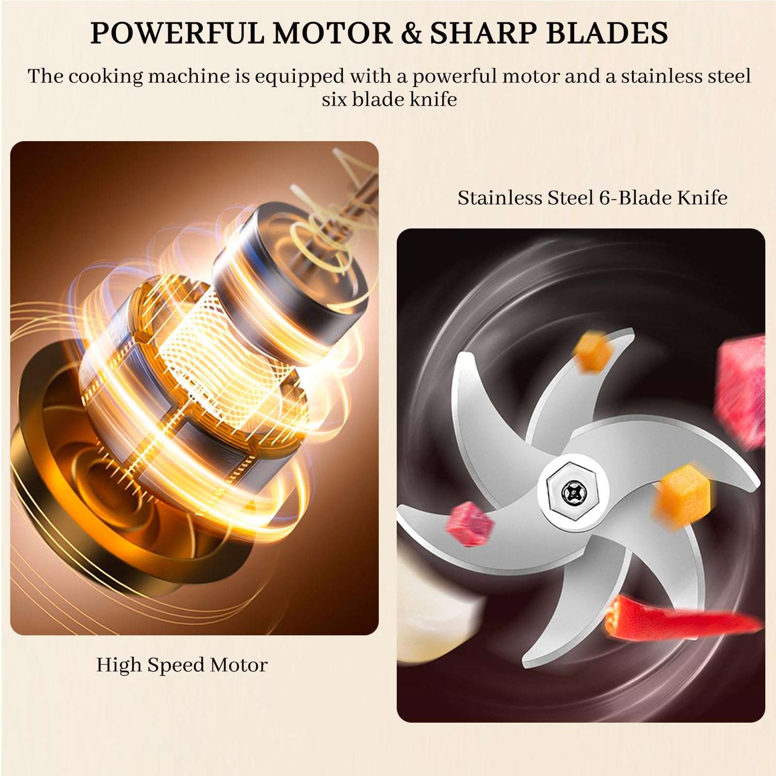 Food Processor, 350ML High-Capacity High Boron Glass Garlic Blender,Electric Food Chopper for Fruits, Meats,Vegetables,Nuts,Meat Grinder & Vegetable Chopper for Kitchen (Pink) 6