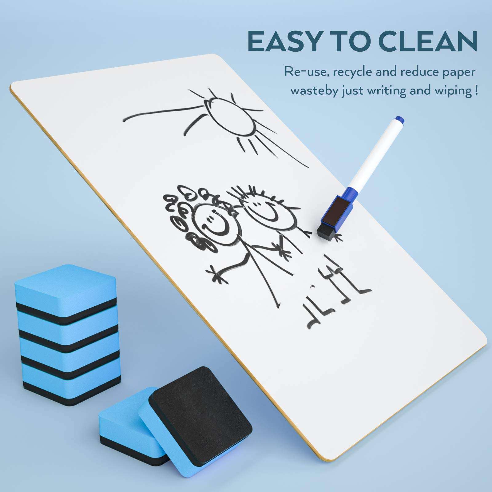 Nicpro 6 Pack Lapboard Small Dry Erase Lap Board 9 x 12 inches Double Sided with 18 Water-Based Pens and 6 Erasers Learning Mini Whiteoard Portable for Kid Student and Classroom Use 3