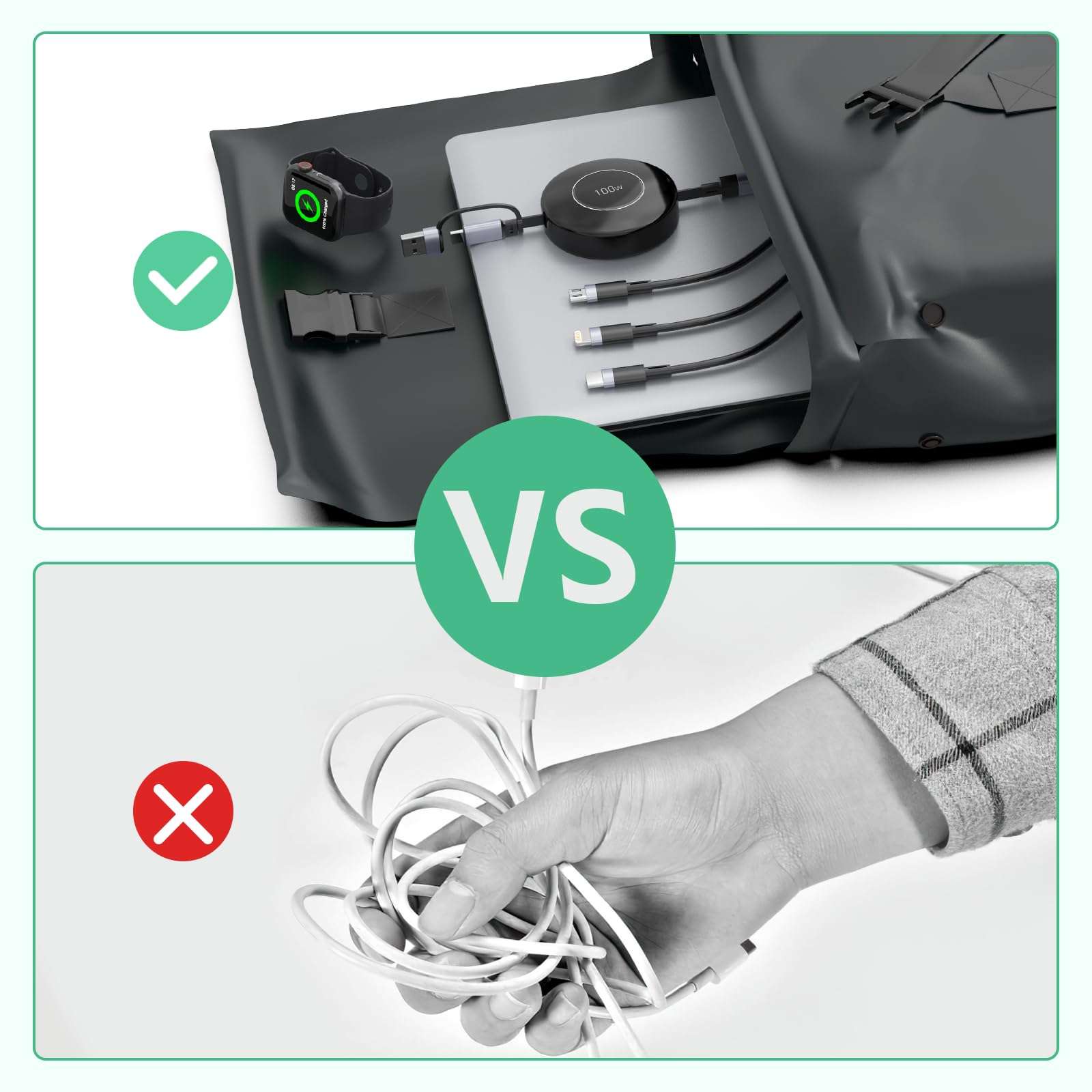 USB C Retractable Multi 5-in-1 USB A/Type C to Lightnning+USB C+Micro iPhone Charging Cable,100W+27W+10W PD Fast Multiple Charger Cord for iPhone 15 14 13 12/Samsung S23/iPad Pro/MacBook-Black 5