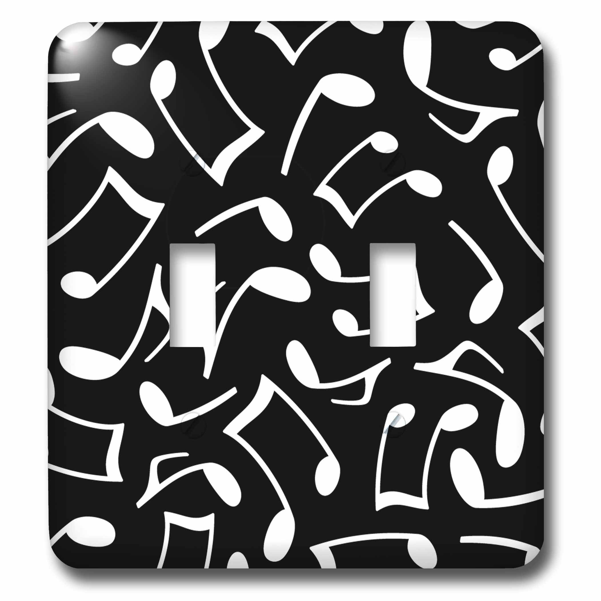 3dRose lsp_165904_2 Music Notes Pattern Black and White Toggle Switch, Multicolor 1