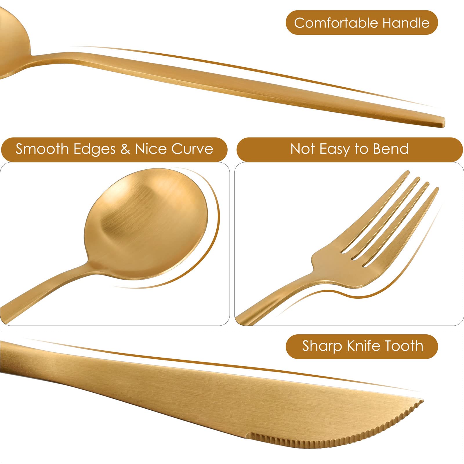 Goulifan Satin Finish Stainless Steel Flatware Set, 20-Piece, Service for 4 4