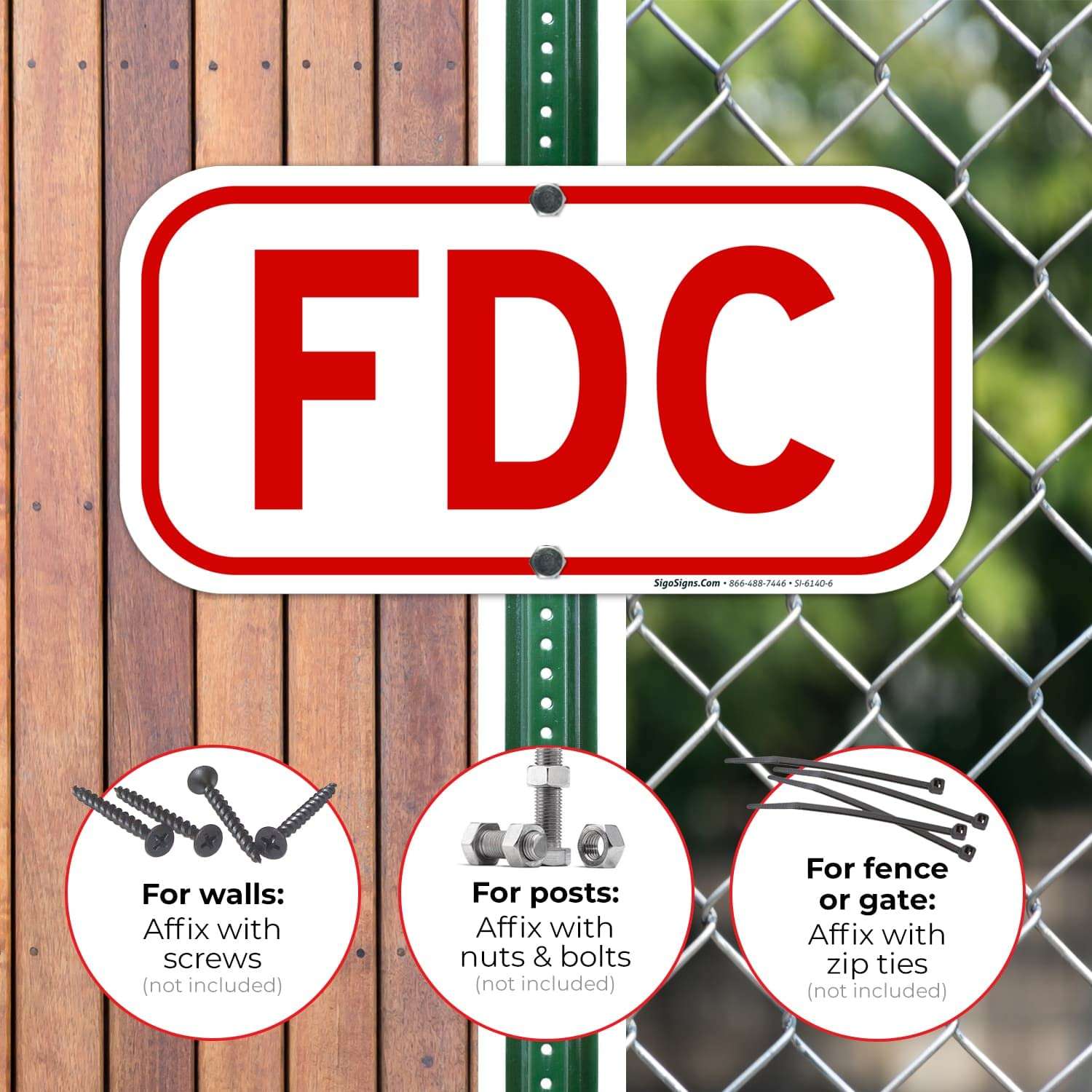 FDC Sign, Fire Department Connection Sign, 6x12 Inches, Rust Free .040 Aluminum, Fade Resistant, Made in USA 4