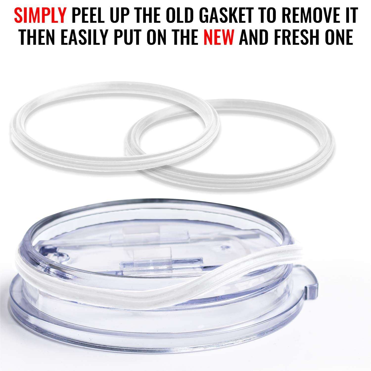 2 Pack - 12 oz White Replacement Silicon Lid Ring, 2.9 Inch Diameter - White Gasket Seals, Lid for Insulated Stainless Steel Wine Tumblers, Gasket Rings Cups Vacuum Effect, Fits on 𝐁𝐫𝐚𝐧𝐝𝐬 2