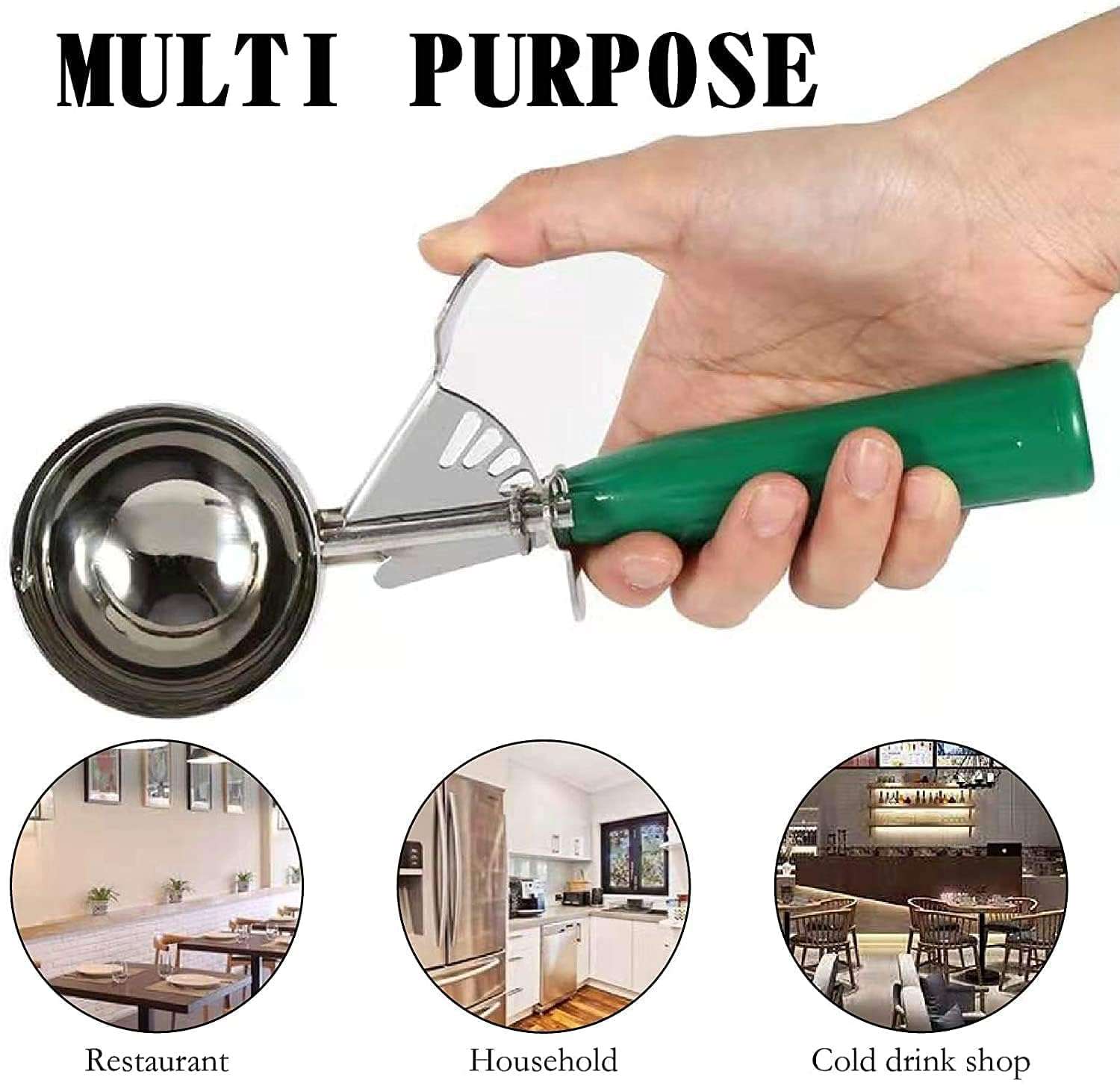 Clazkit Ice Cream Scoop | Push Button | Stainless Steel | Firm Grip Food Grade Rubber Handle | Color May Vary 4