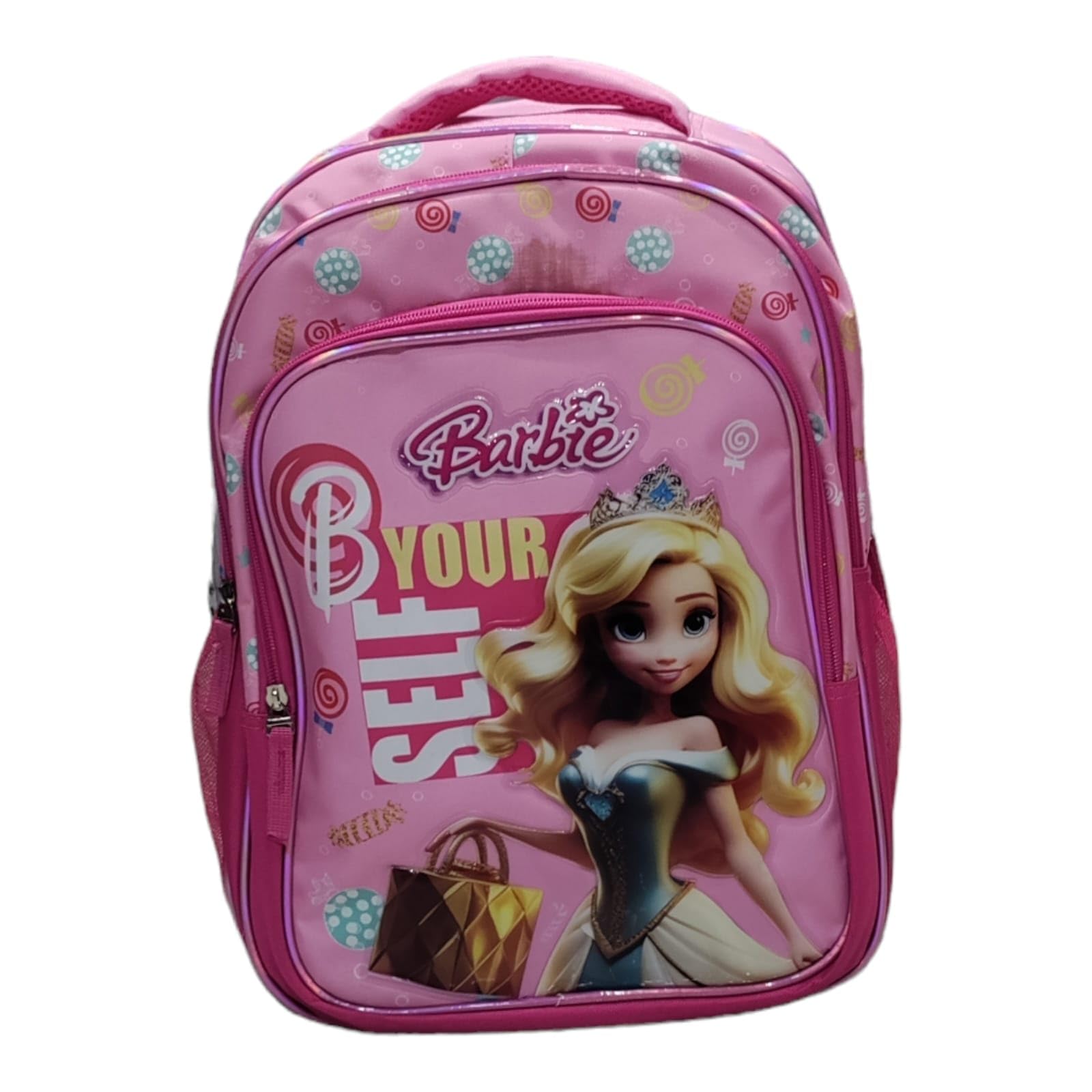 MT HUB 5 in 1 School Set Combo School Backpack, Lunch Bag, Pencil Case, Lunch Box & Waterbottle for Kids 1st to 5th Class Students (Set of 1) (BARBIE) 6