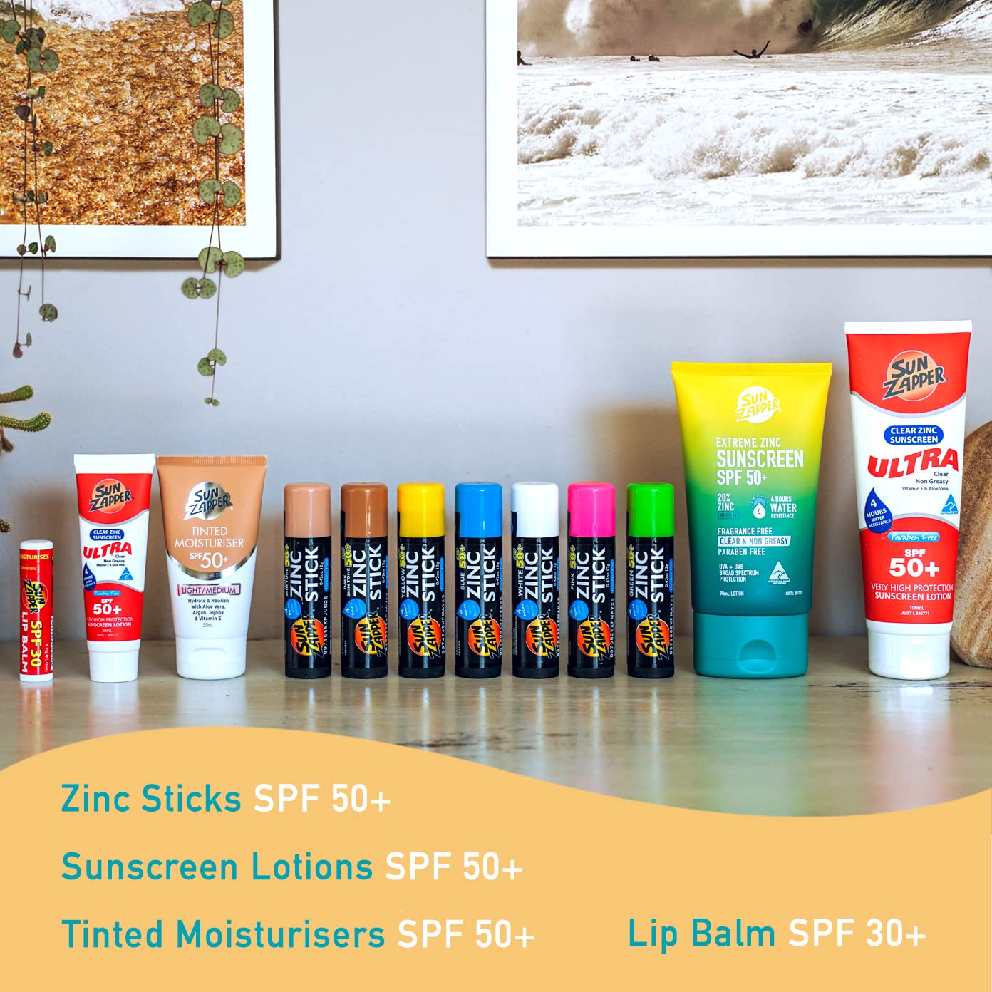 Sun Zapper Zinc Stick Mineral Sunscreen (Light Skin Tone, Pink, Blue, Green, Yellow) SPF 50+ Water Resistant for Face & Body, Adults, Kids, 8-Pack Broad Spectrum Sun Block, Made in Australia 6