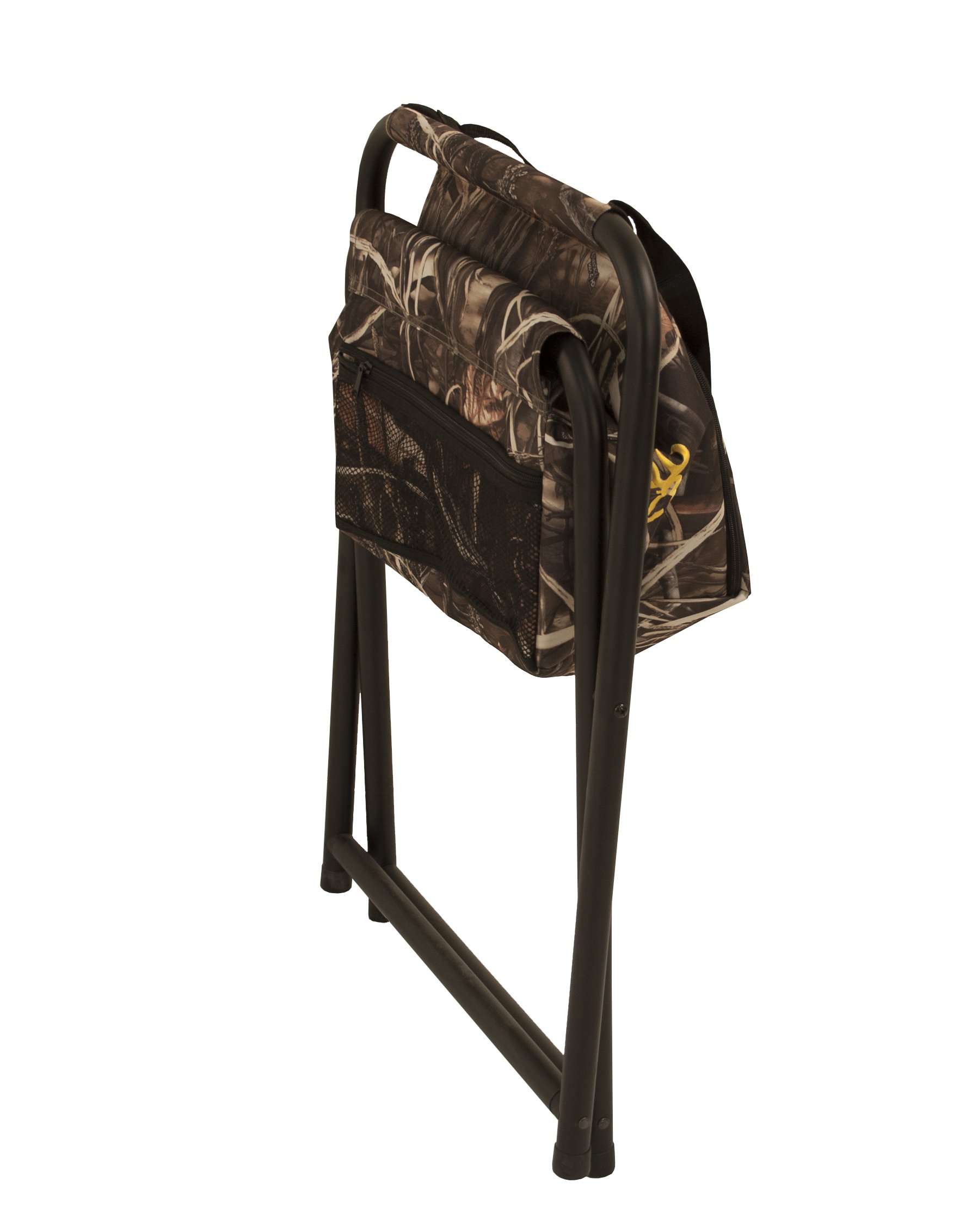 Browning SteadyReady Hunting Chair - Compact and Foldable Steel Frame Stool with Exra-Wide Angled Anti-Slip Seat and Realtree Max-7 Camo Pattern, Realtree Max-5 3