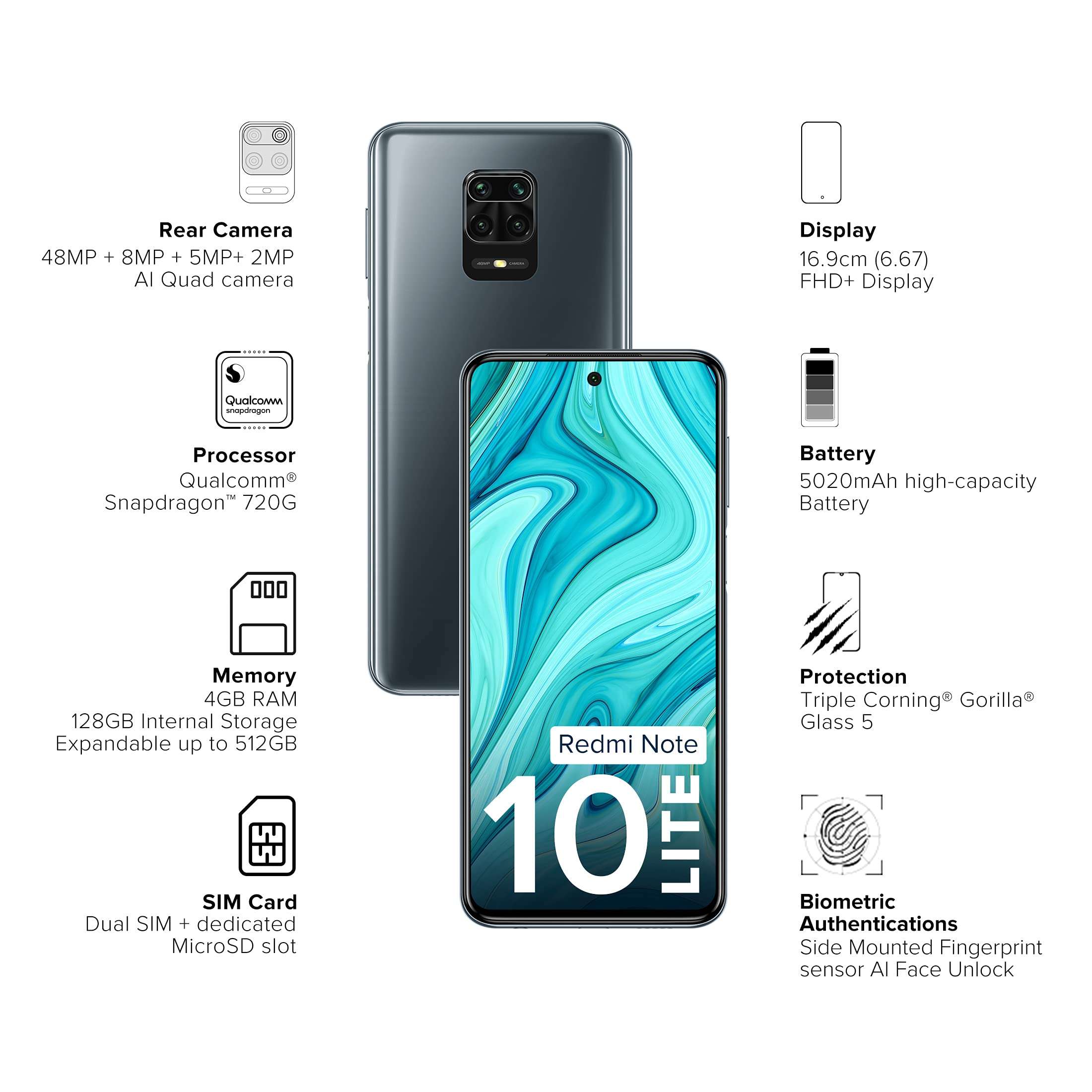 Redmi Note 10 Lite Interstellar Black 4GB RAM 128GB ROM 2