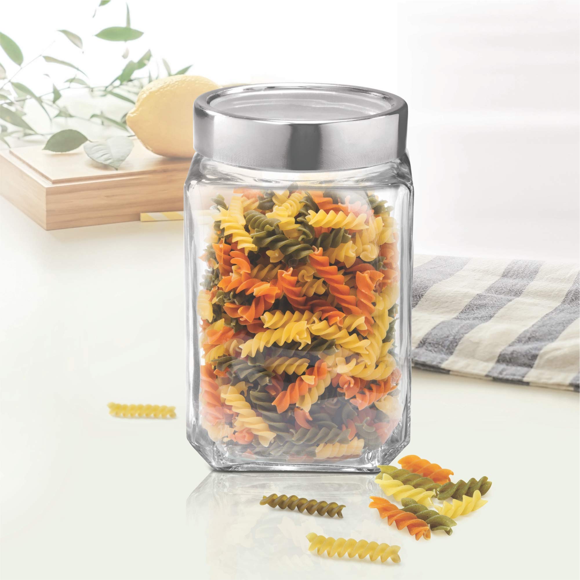 Treo by Milton Cube Storage Glass Jar, 1800 ml, Transparent | Storage Jar | Modular | Kitchen Organizer | Modular | Multipurpose Jar | BPA Free 4
