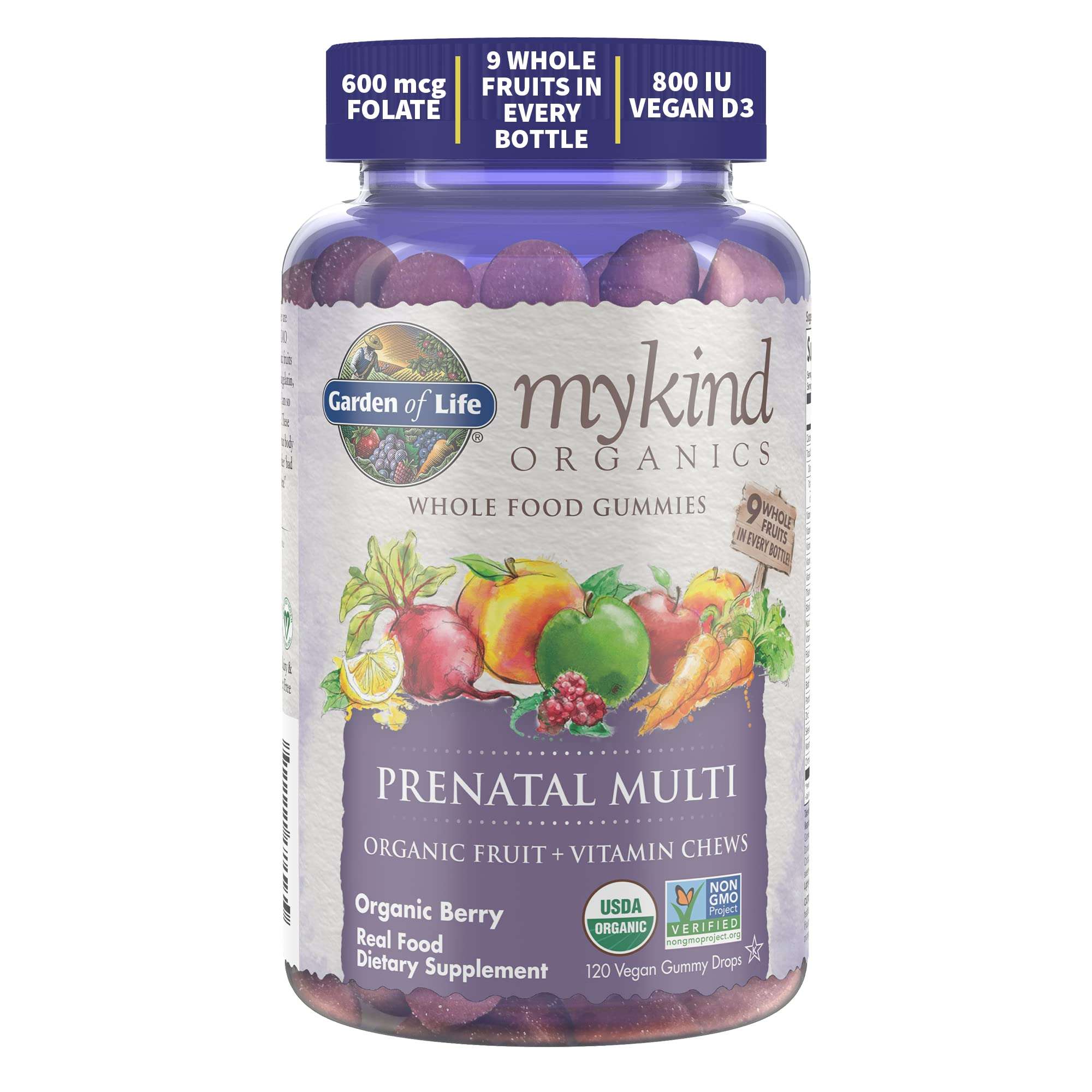 Garden of Life Organics Prenatal Gummies Multivitamin with Vitamin D3, B6, B12 & Organics Men's Gummy Vitamins Multi Berry, 120 Count 3
