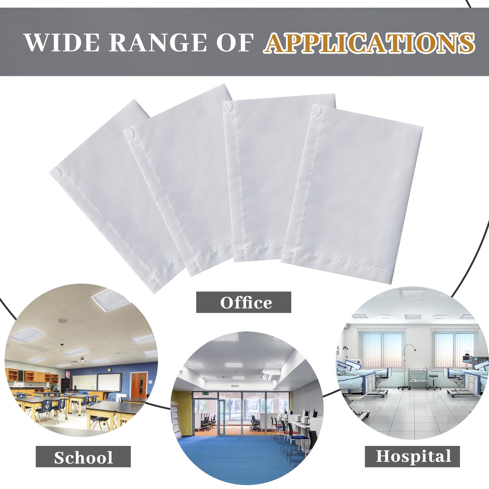 VIHOSE 4 Pcs 2 x 2 Feet Fluorescent Light Covers for Ceiling Lights Classroom Magnetic Light Filters for Reducing Harsh Glare Flicker for Office Classroom Home Drop Ceiling(Solid Style) 6