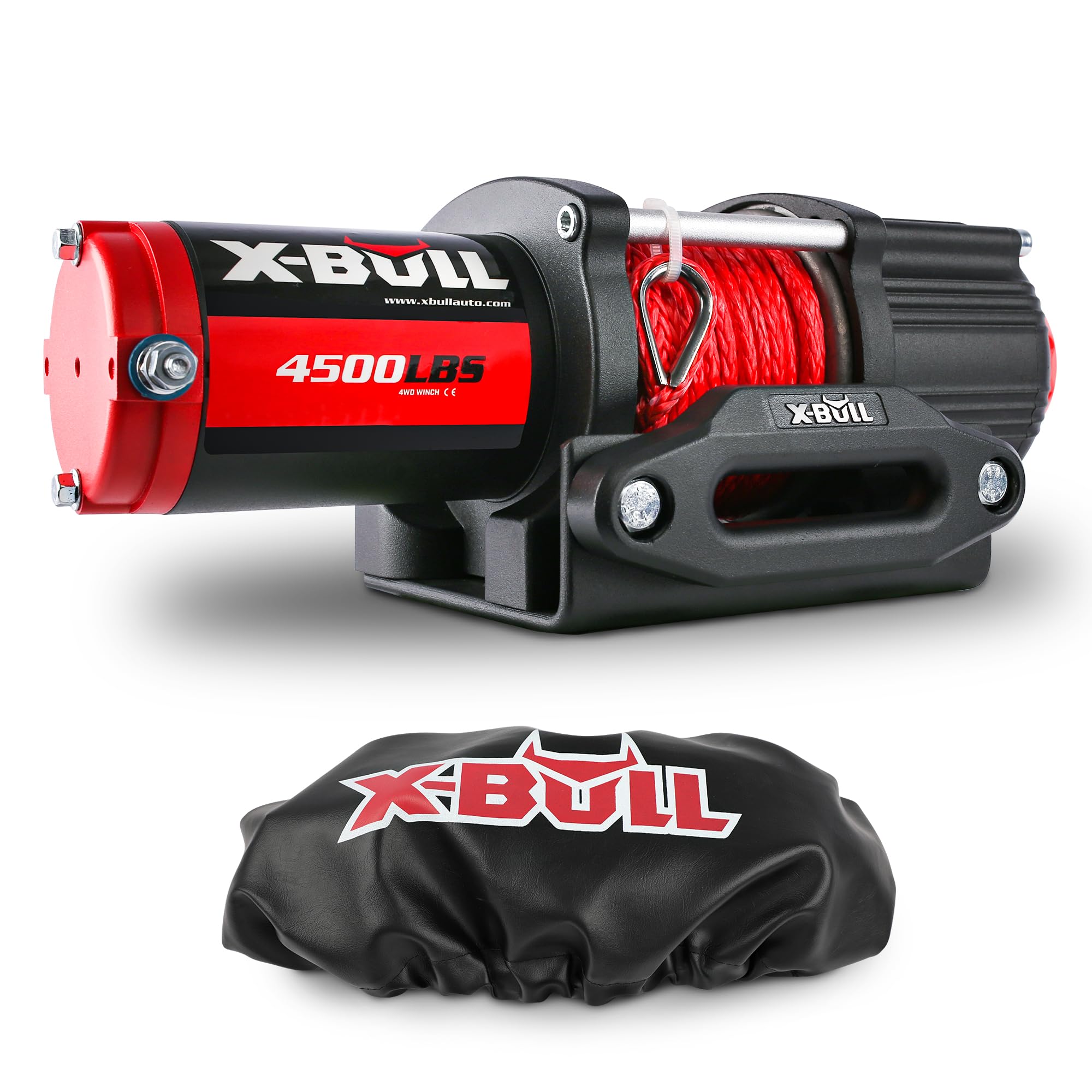 X-BULL 4500 lbs Electric Winch Synthetic Rope Electric Winch with Winch Cover