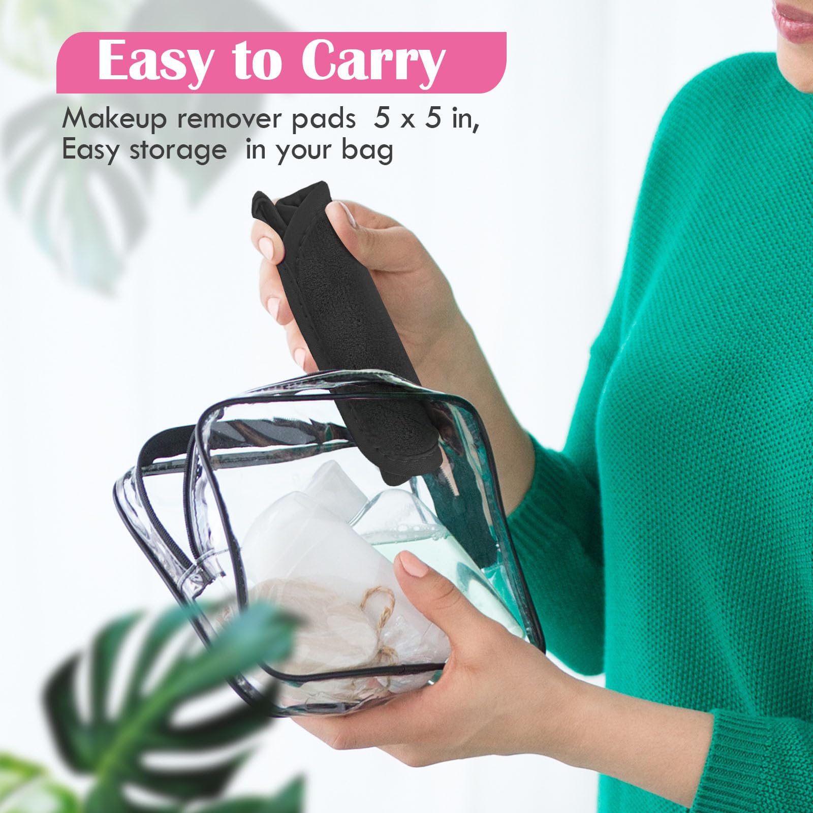 Orighty Makeup Remover Cloths 12 Pack, Makeup Removal Face Cleansing Cloth, Reusable Make-up Remover Pads Remove Instantly Dirt with Just Water, 5 x 5 in (Black) 5