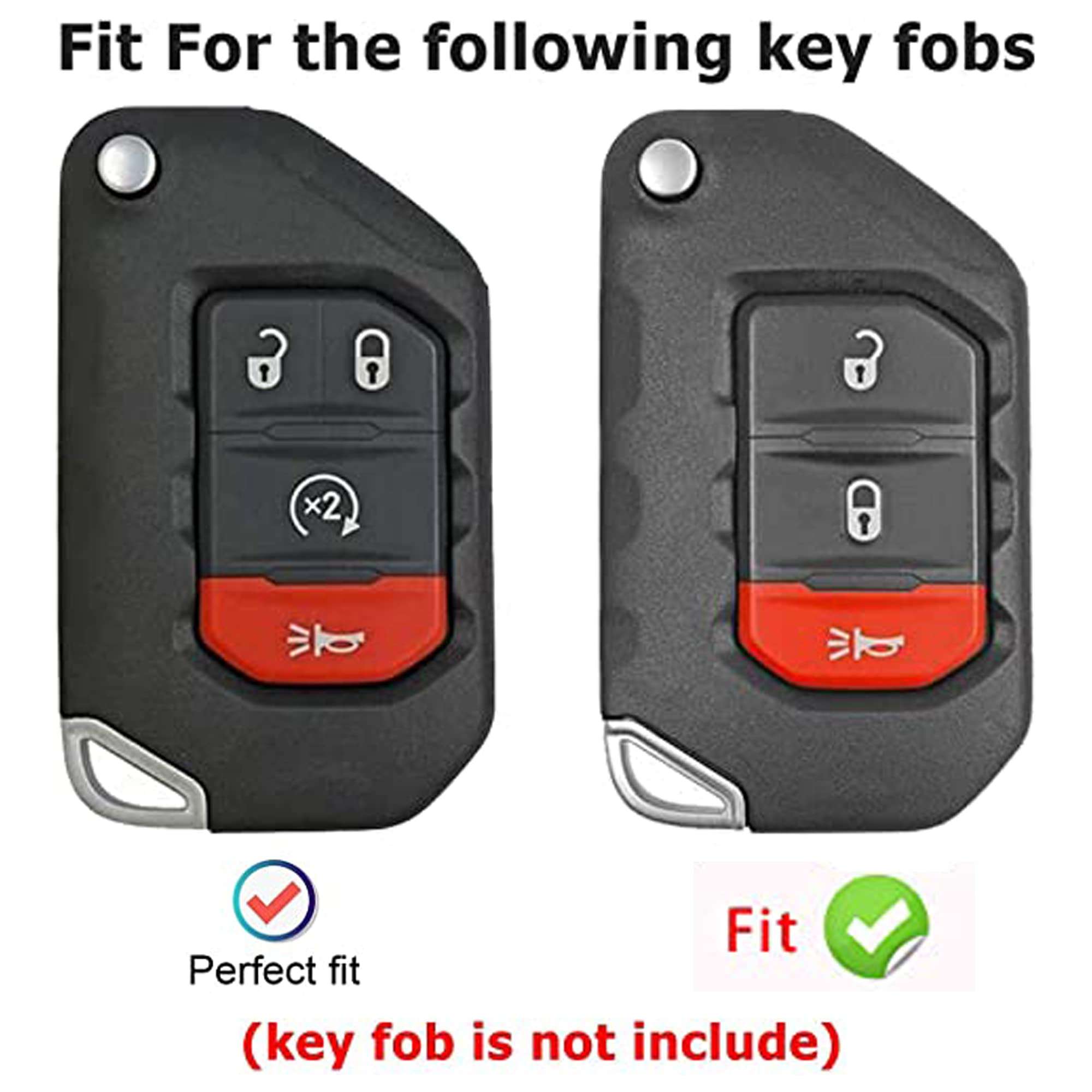 for Jeep Key Fob Cover Car Key Protection Shell with Keychain Fit for Jeep Gladiator JT Sahara JLU Jeep Wrangler JL JLU Rubicon 3