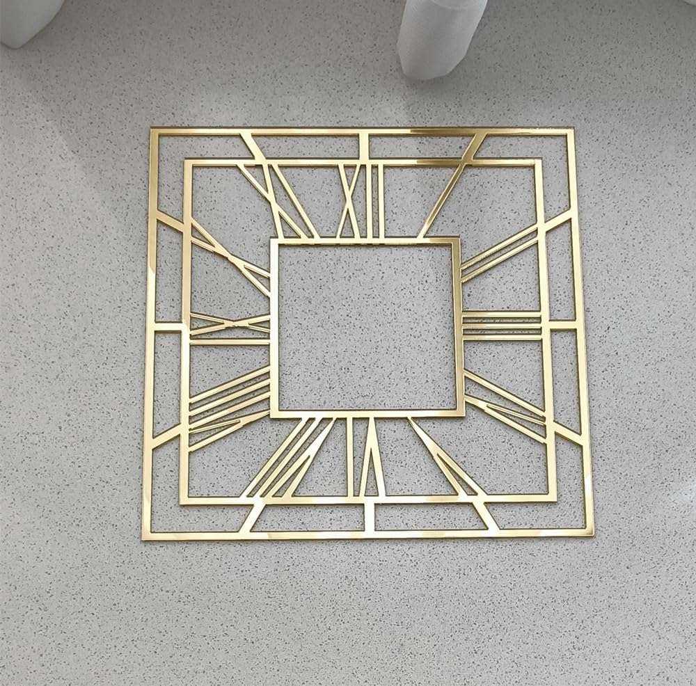 Yuxuanish Set of 2 Square Modern Mirror Clock Faces,Gold, Silver,Rose Gold Acrylic Mirror Panel for Clock Making and Resin Art Projects (Gold Mirror3MM, 30CM) 6