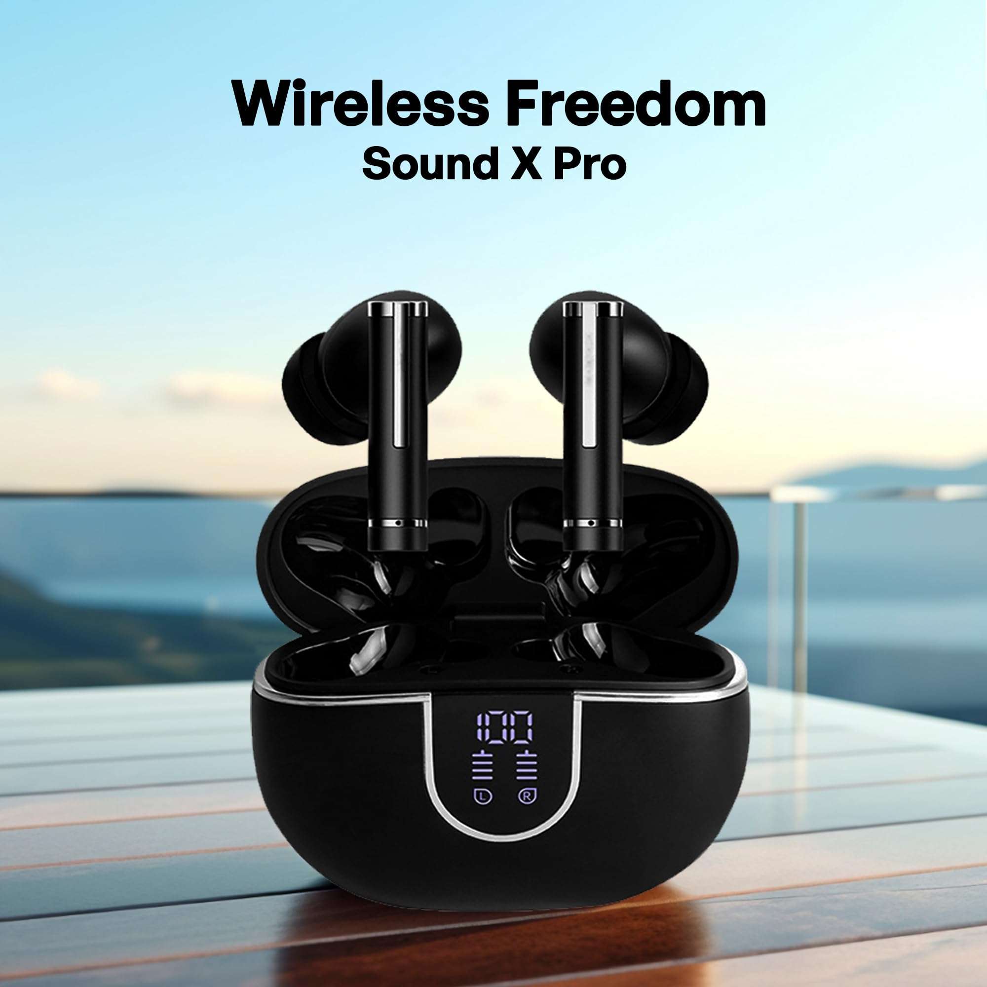 Voonex Sound Ultimate Wireless Headphones: Sound X Pro Bluetooth Earbuds with Noise Cancelling, Mic, and Hi-Fi Sound - 60H Playback LED Power Display - Compatible with Apple, Android, and More 2